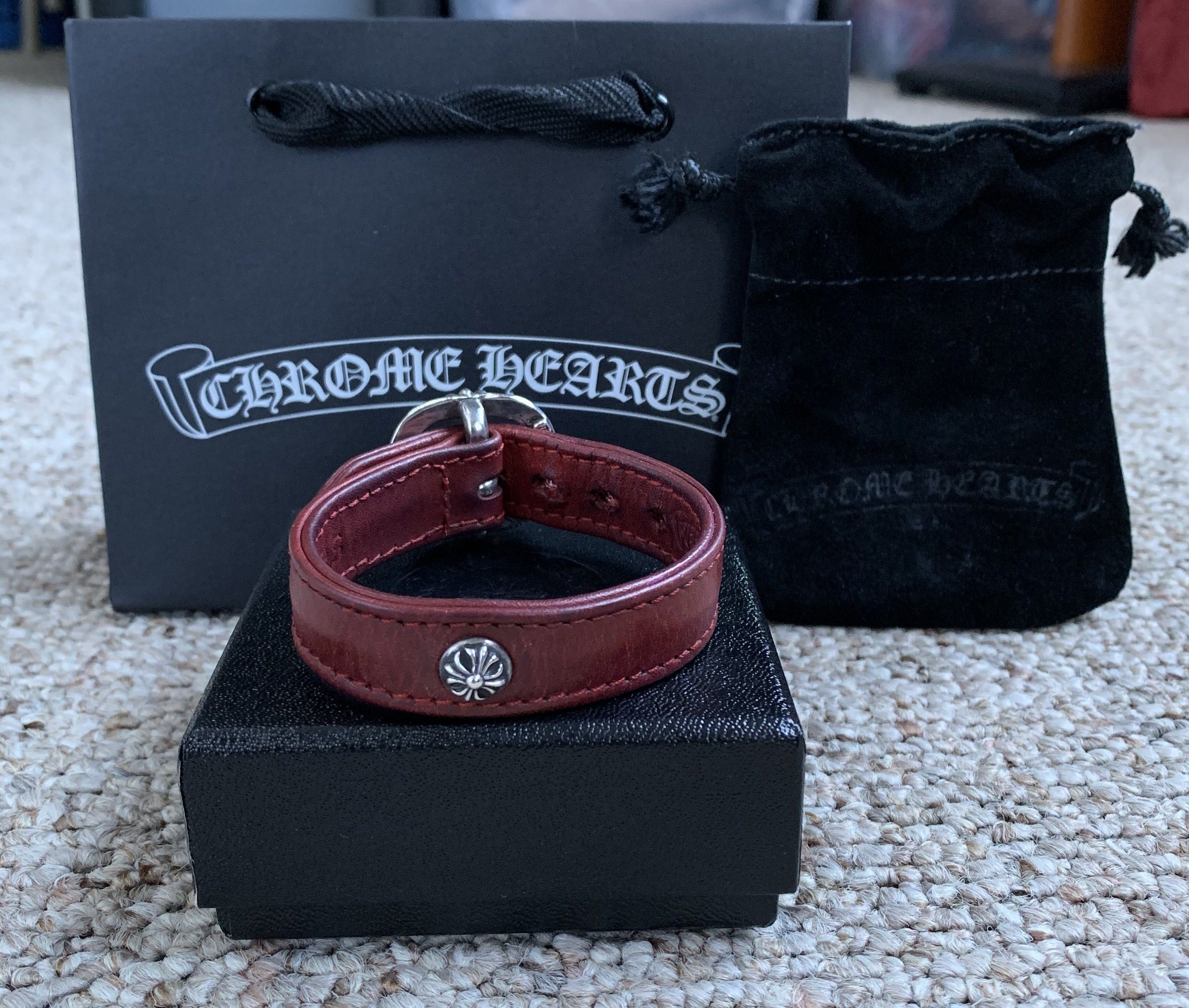 Chrome Hearts Chrome Hearts 15th Anniversary Leather Silver Bracelet Size ONE SIZE - 2 Thumbnail