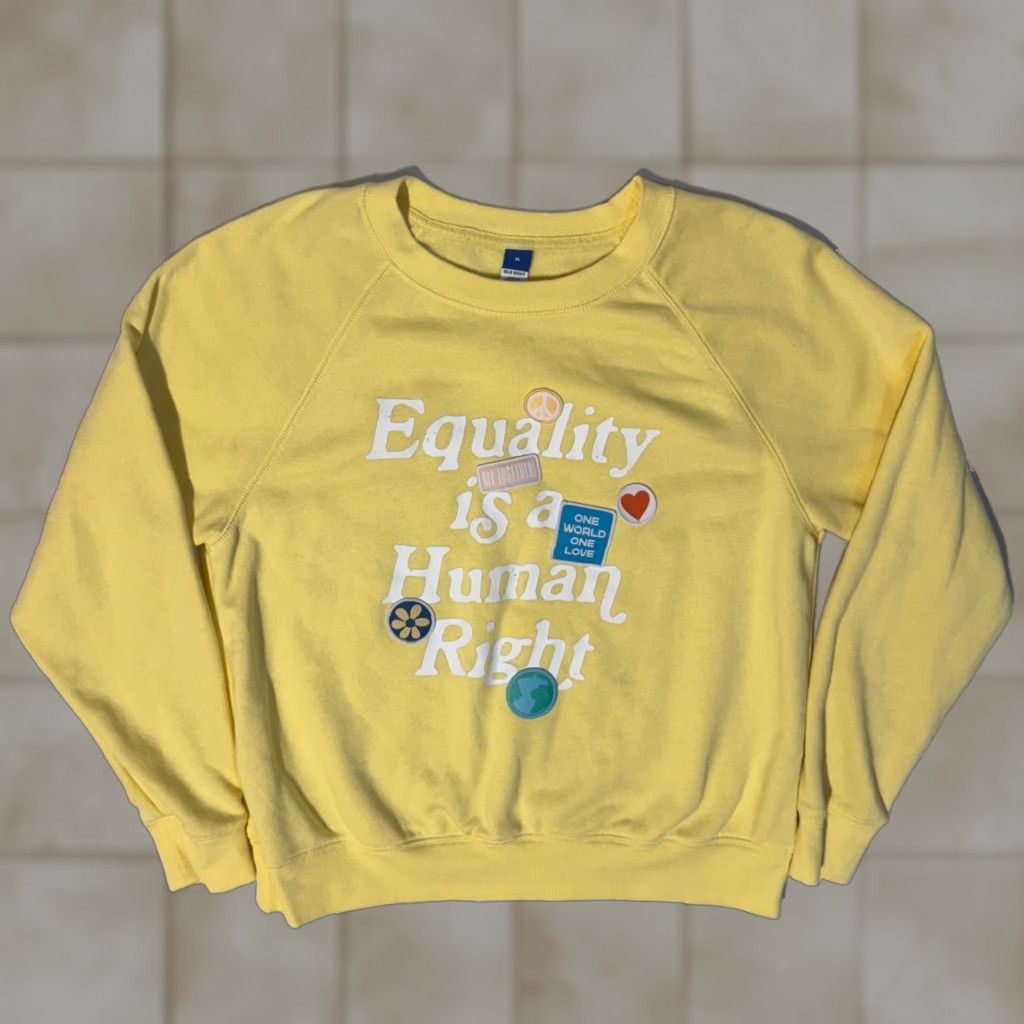 Old Navy Equality Is A Human Right Patches Sweatshirt Yellow Hoodie Womens M Old Navy Logo Sweatshirt Crew Neck Long Sleeve Solid Size M / US 6-8 / IT 42-44 - 1 Thumbnail