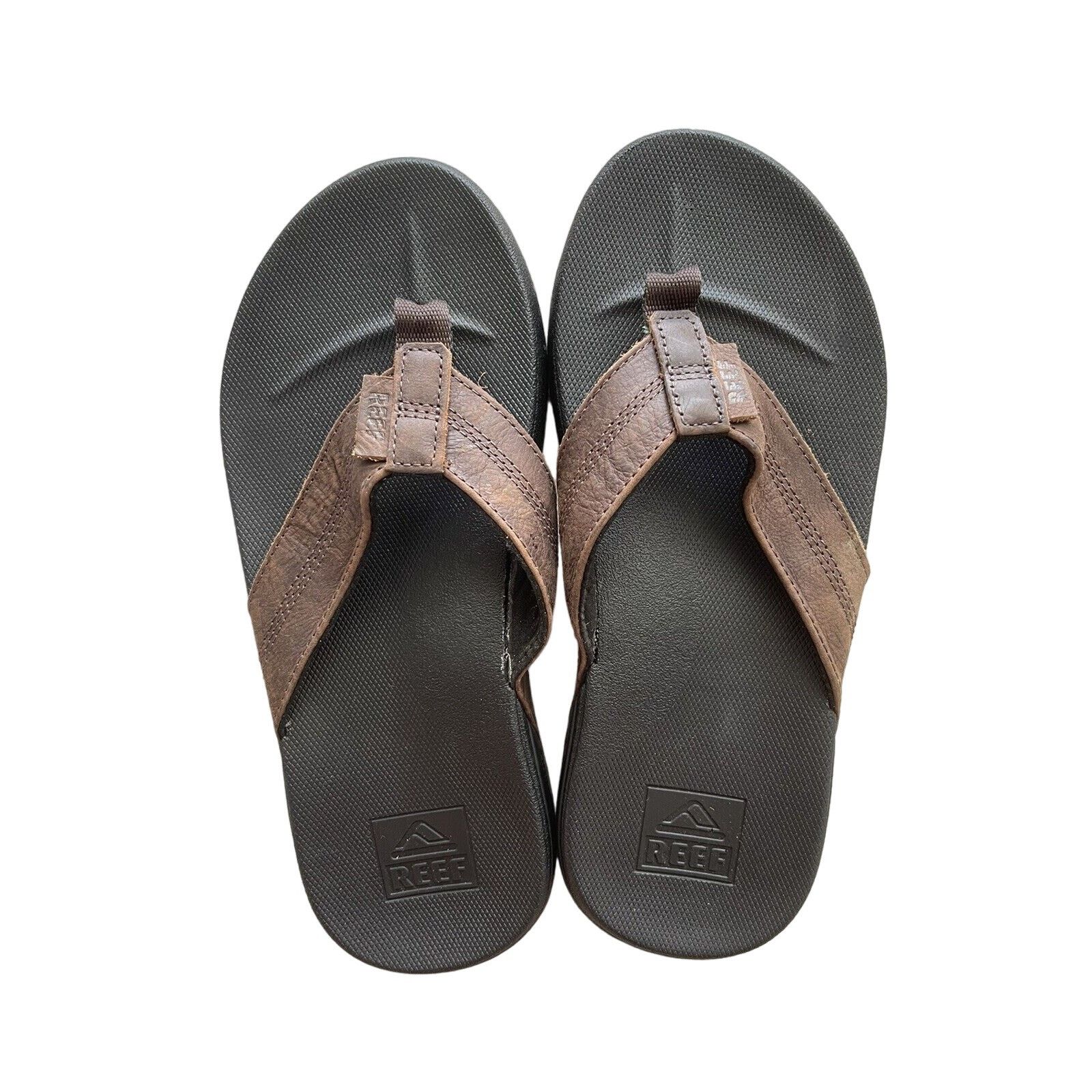 REEF Reef Mens Flip Flops Size 6 Cushion Phantom LE Brown Leather Size US 6 / EU 39 - 1 Thumbnail
