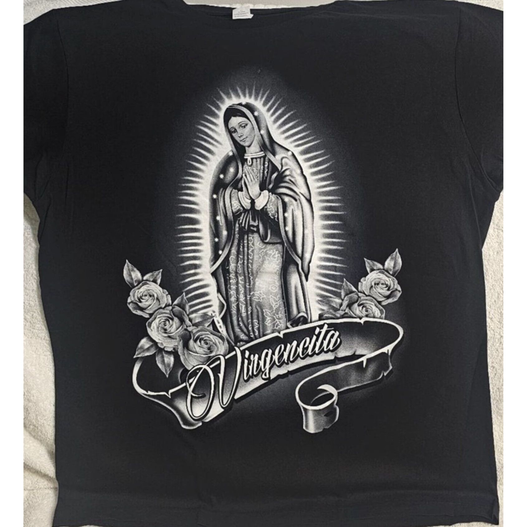 Vintage Guadalupes Virgin Mary Religious Mens Black T Shirt Extra Large XL Size US L / EU 52-54 / 3 - 2 Thumbnail