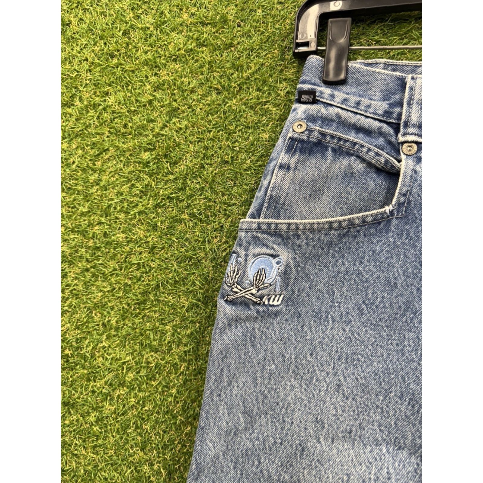 Vintage VINTAGE Kikwear Jeans 90s Y2K Raver Skater Wide-Leg 30x30 Button Fly Blue Denim 5-Pocket Mens Adjustable Rise High Relaxed 34 In Waist 30 In Inseam Size US 30 / EU 46 - 3 Thumbnail