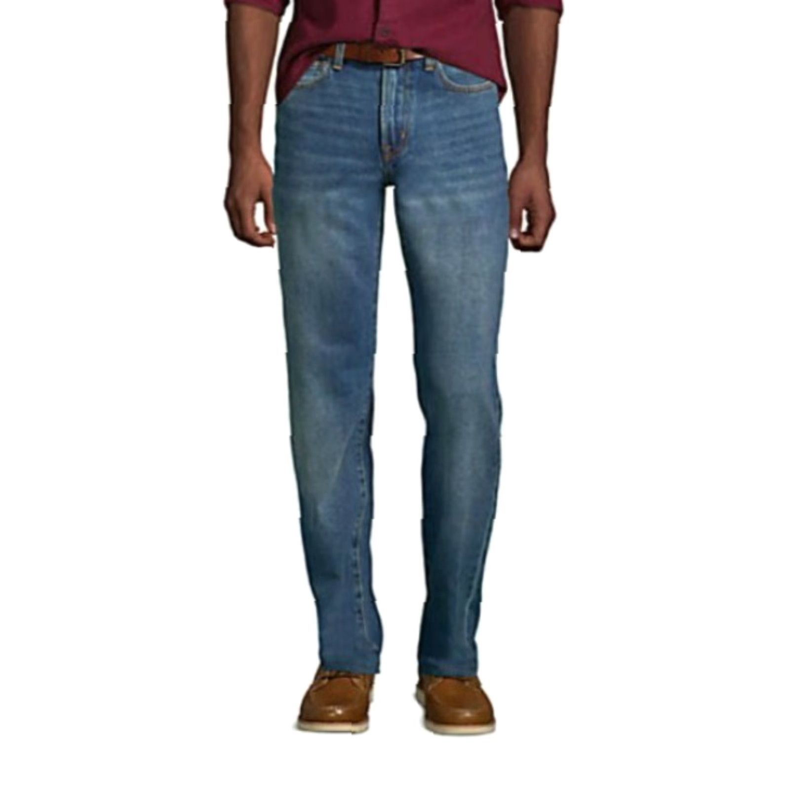 Lands' End Lands' End Men's Jeans - 46x32 - Traditional Fit - Denim - 5 Pocket - Belt Loops - 100% Cotton - Dark Blue - Machine Washable - Regular - NWT Size US 30 / EU 46 - 5 Thumbnail