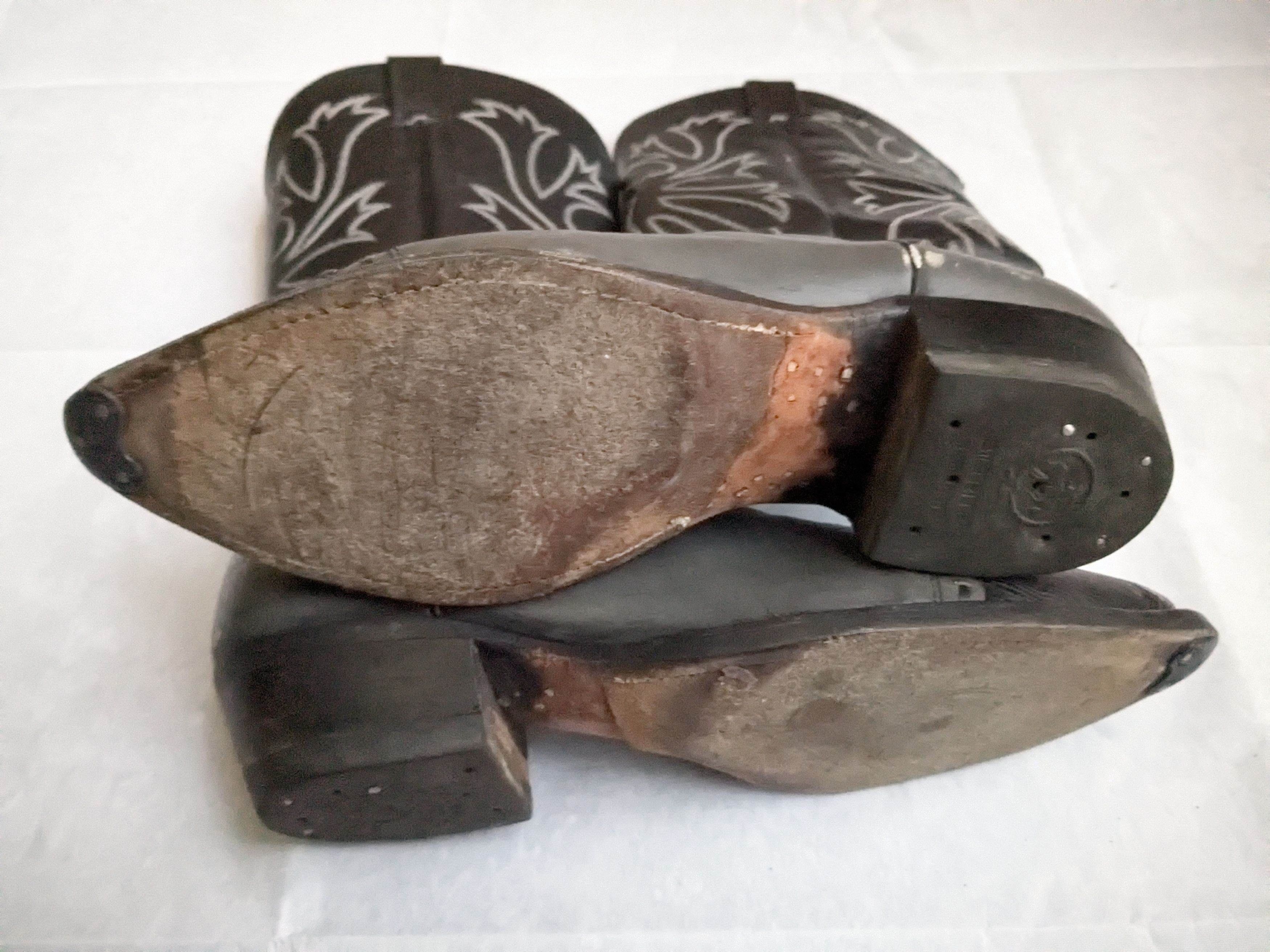 Genuine Leather Nocona Cowboy Boots Gray Black Leather 10.5 D USA Size US 10.5 / EU 43-44 - 16 Thumbnail
