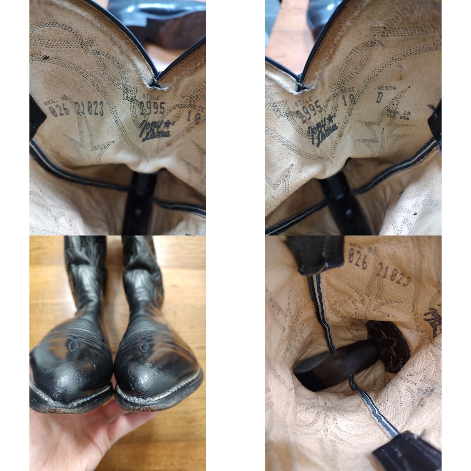 Tony Lama VINTAGE Tony Lama Men's Style 2995 Boots Western Casual Wedding 10 D Black Leather Cowboy Mid-Calf Size US 10 / EU 43 - 8 Thumbnail