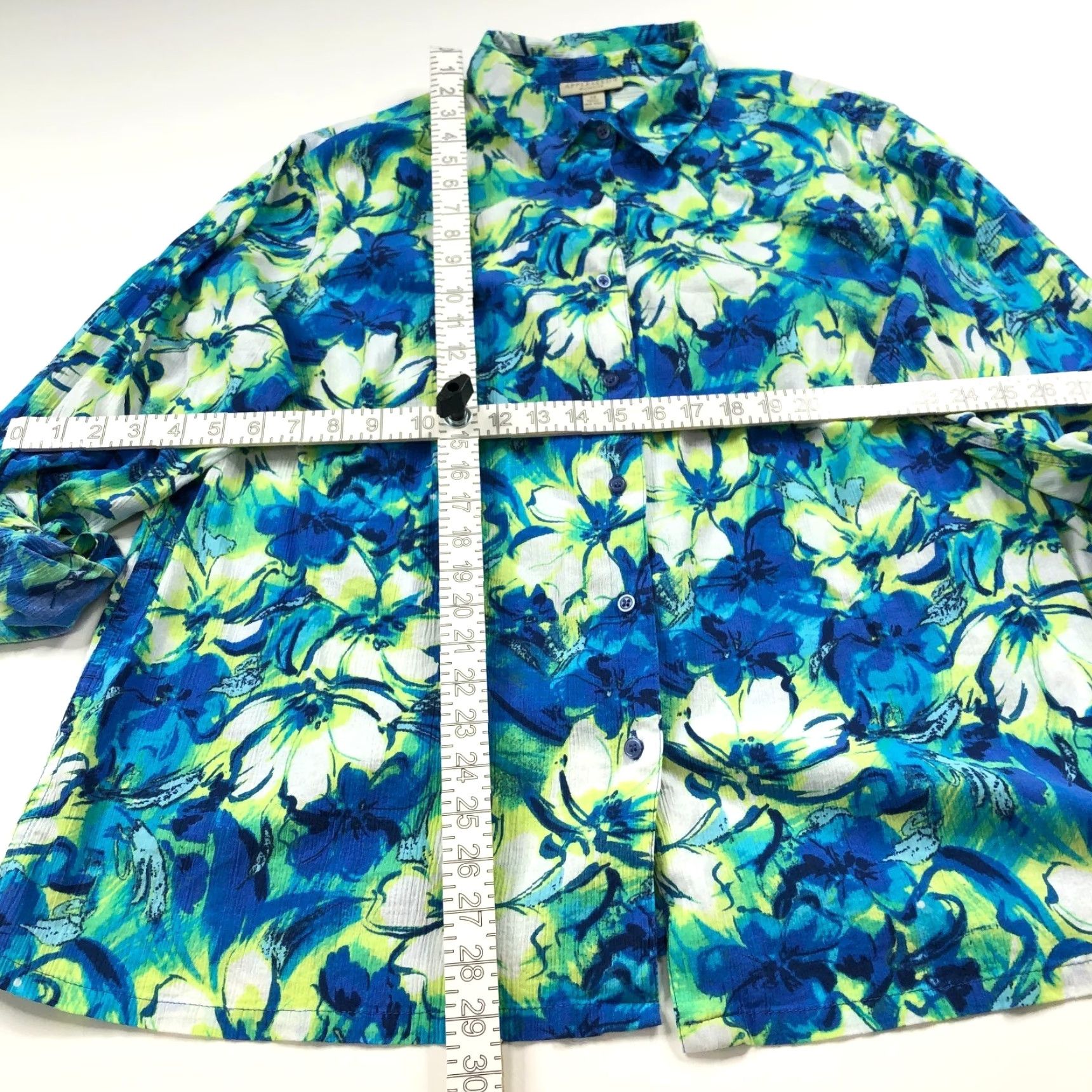 Vintage Appleseed's Plus Button Long Sleeve Roll Tab All Over Print Shirt Blue MINT Size XXL / US 16-18 / IT 52-54 - 3 Thumbnail