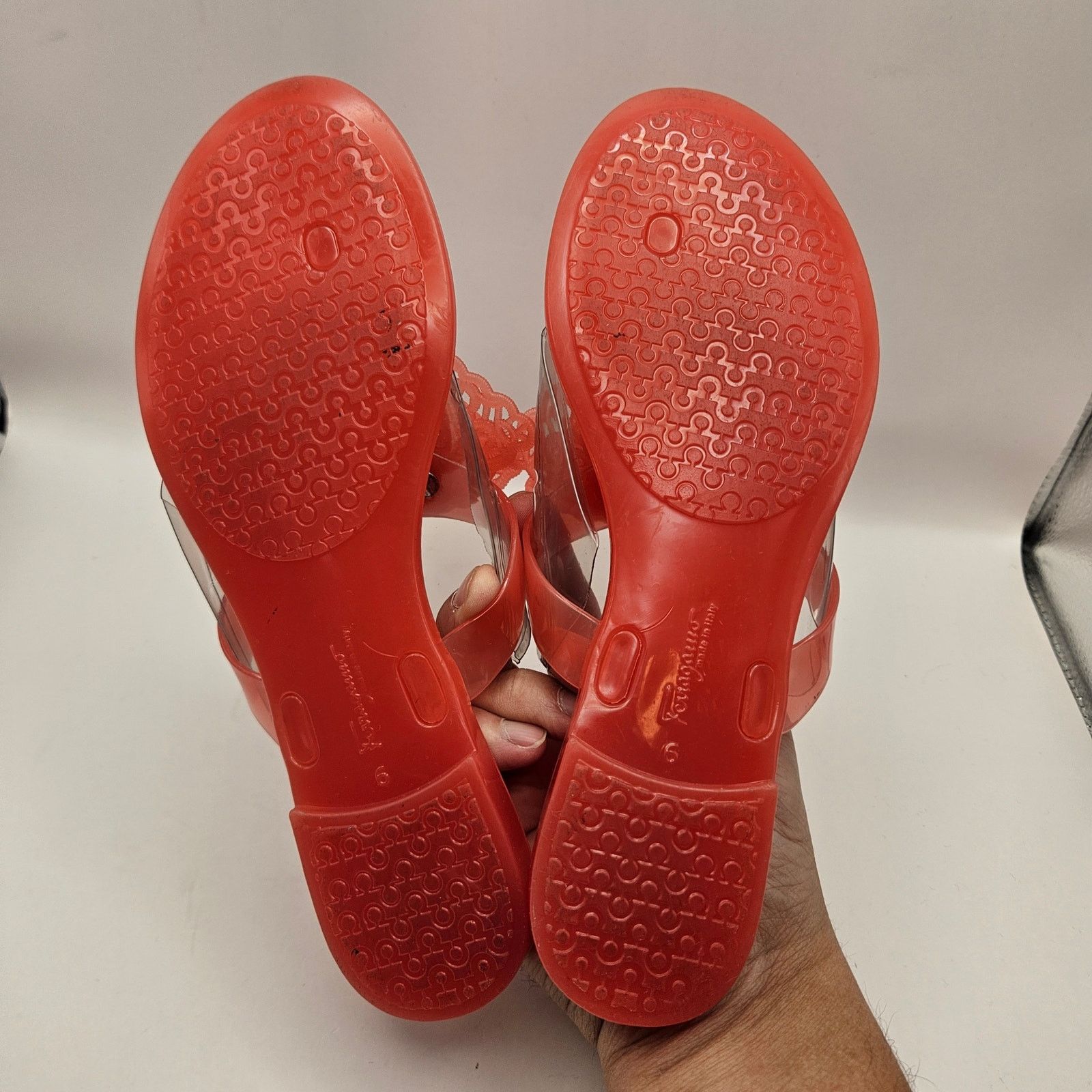 Salvatore Ferragamo SALVATORE FERRAGAMO WOMEN'S 6 JELLY THONG ORANGE SANDALS Size US 6 / IT 36 - 6 Thumbnail
