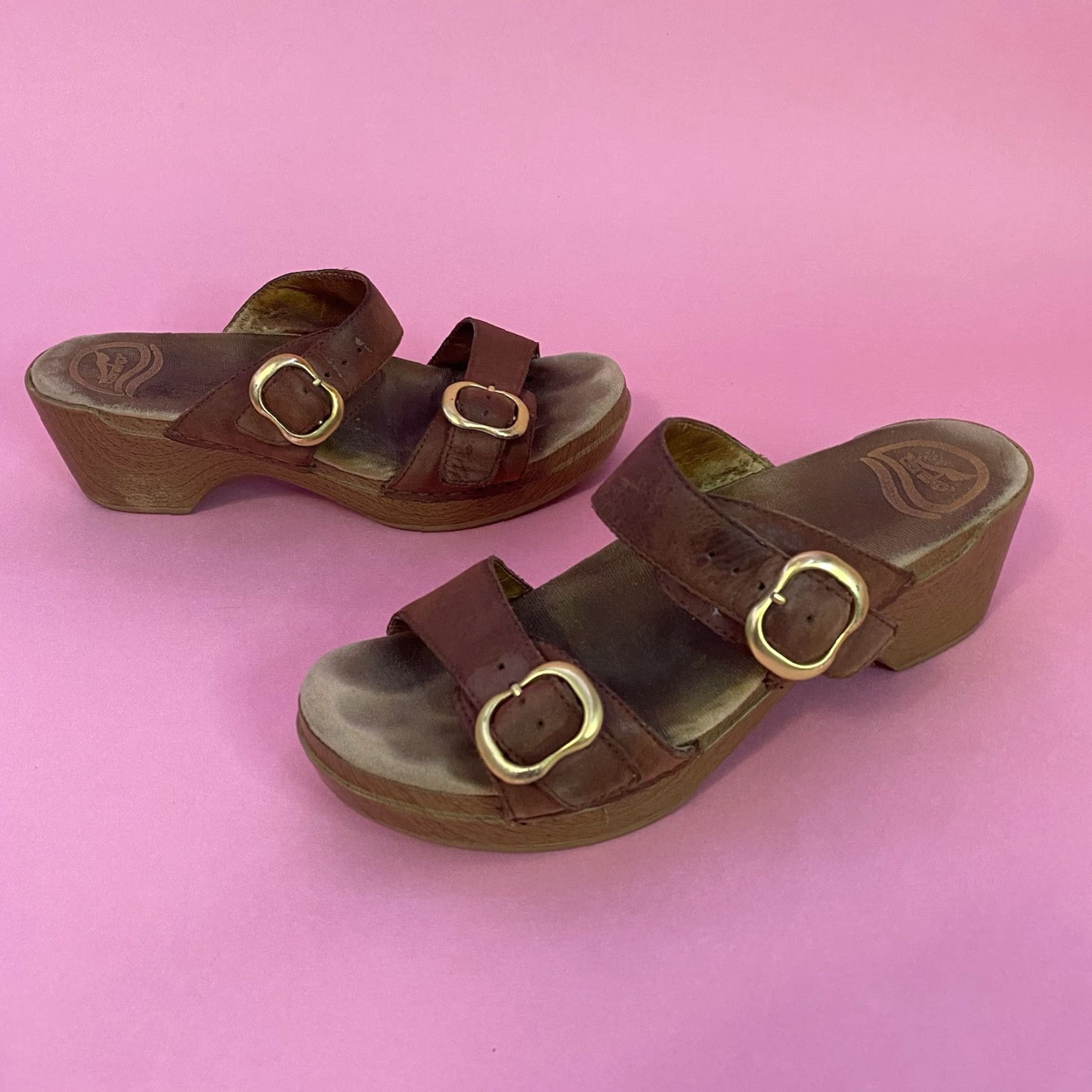 Dansko Dansko Sophie Brown Leather Buckle Double Strap Block Sandal Sz Eu 38 US 7.5 Womens Size US 8 / IT 38 - 2 Thumbnail