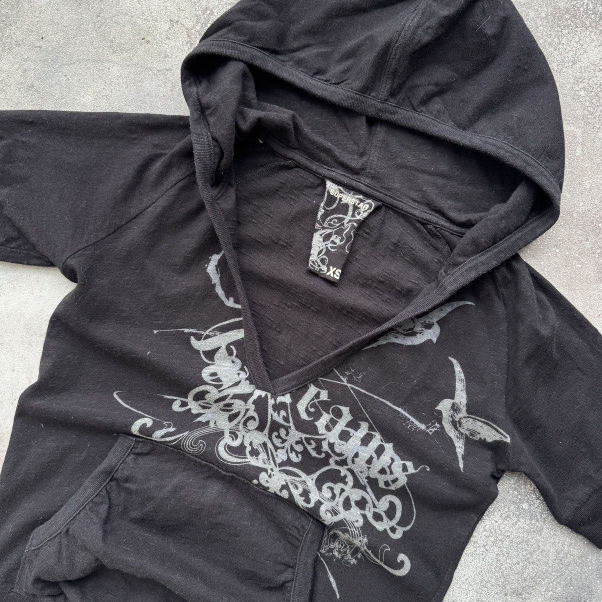 If Six Was Nine Amazing Vintage Affliction Style Y2K Gothic Hooded T-Shirt Size S / US 4 / IT 40 - 2 Thumbnail