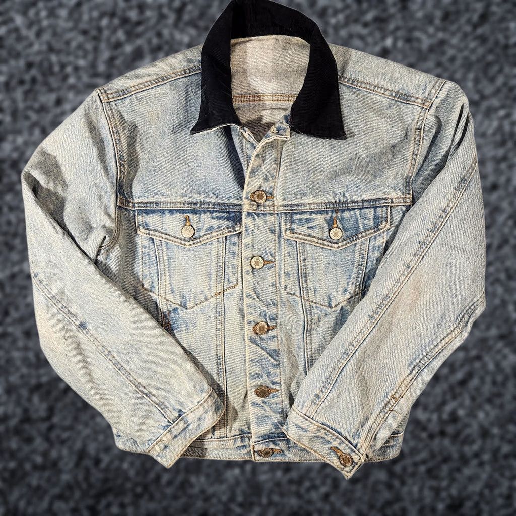 Denime VINTAGE John Galt Denim Jacket Womens Small Blue Trucker Corduroy Collar Size S / US 4 / IT 40 - 1 Thumbnail