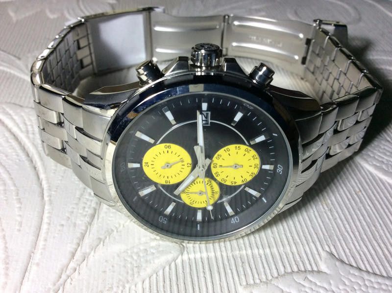 Designer Accurist Mens Black yellow dial stainless steel watch Size ONE SIZE - 12 Thumbnail