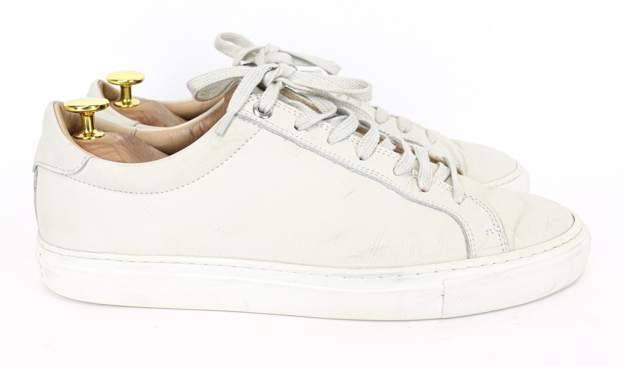 Suitsupply EU41 Beige Grey Leather Low-Top Sneakers 74451 Size US 8 / EU 41 - 5 Thumbnail