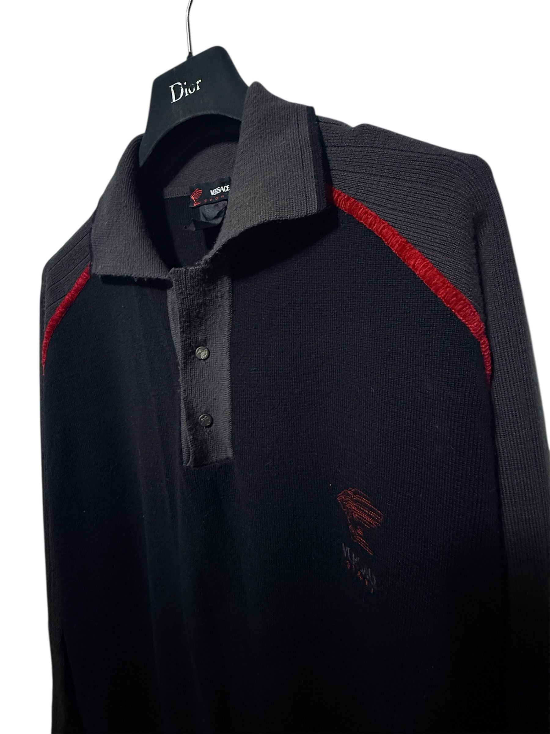 Versace Vintage versace sport polo sweater wool jumper rare size L Size US L / EU 52-54 / 3 - 4 Thumbnail