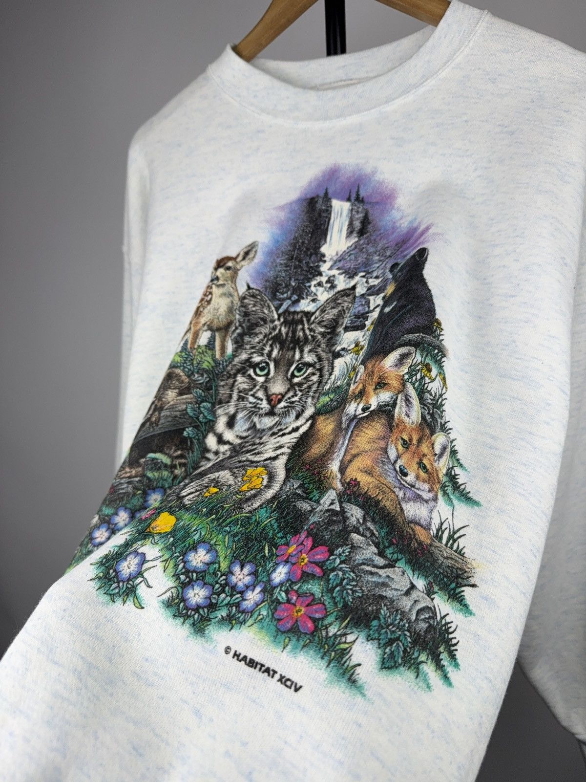 Habitat Vintage Retro 1994 USA Wildlife Animal Graphic Sweatshirt Size US L / EU 52-54 / 3 - 3 Thumbnail