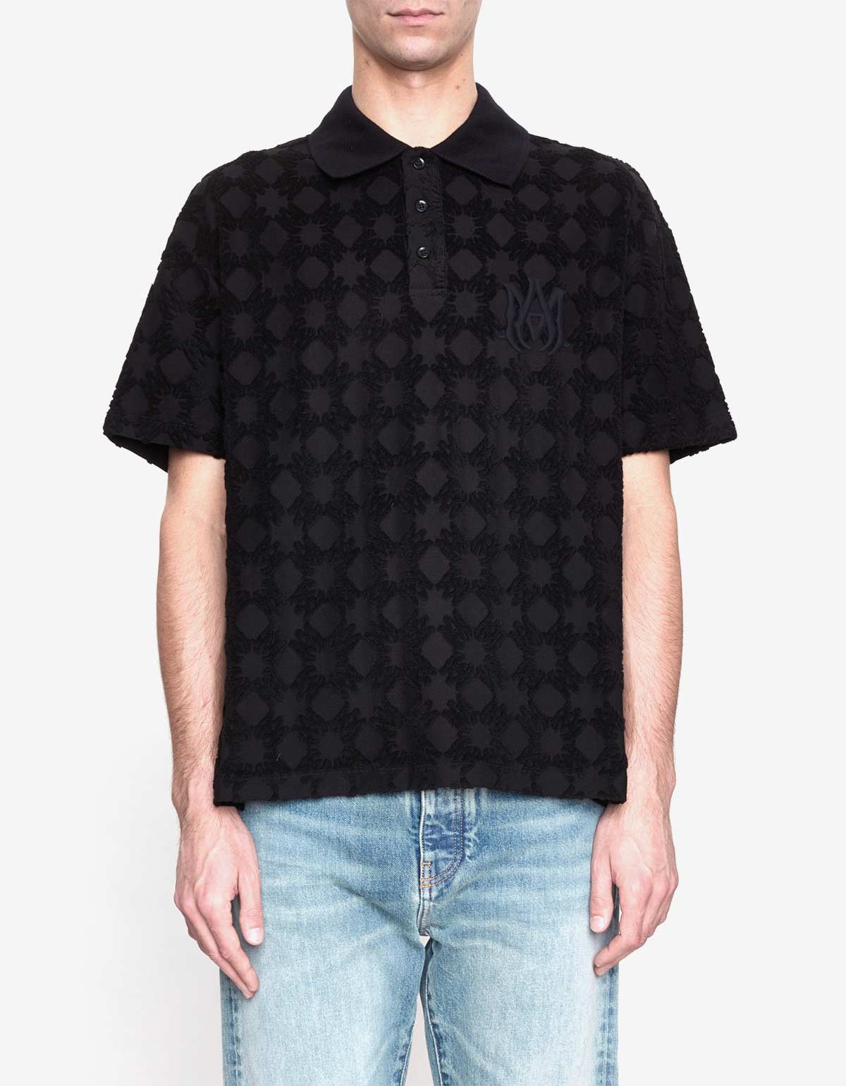 Amiri Amiri Black MA Quad Towelling Polo Shirt Size US L / EU 52-54 / 3 - 2 Thumbnail