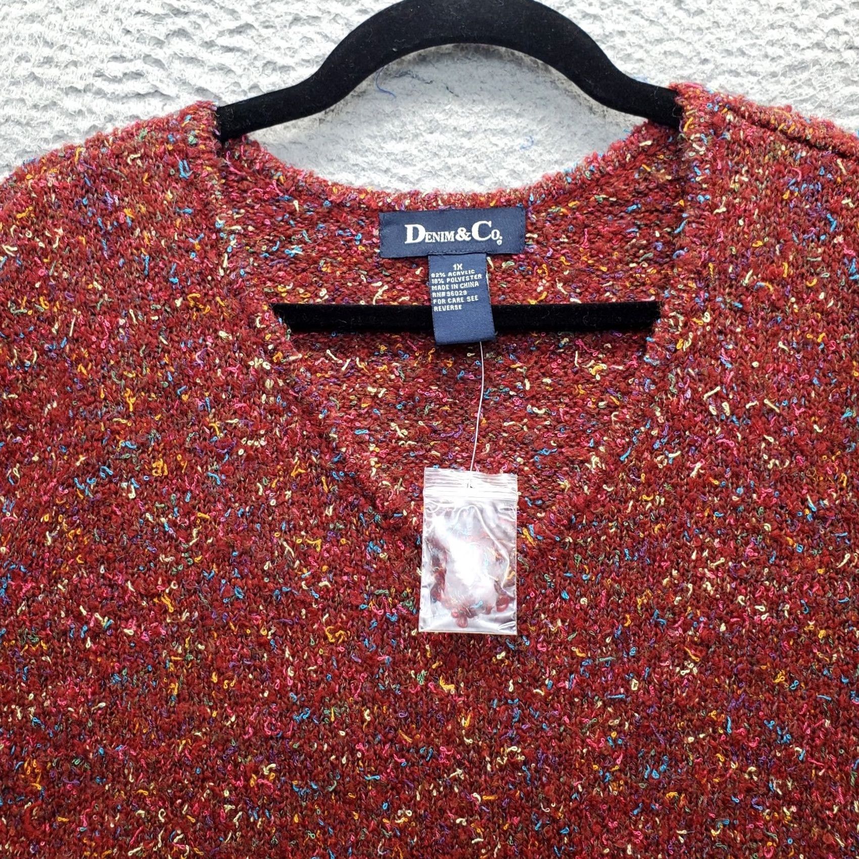 Denim & Co. Denim & Co. Sweater Womens 1X Multicolor Confetti Marled Knit Acrylic V-Neck Pullover Shirt Womens 1X Multicolor Confetti Knit Pullover Size XL / US 12-14 / IT 48-50 - 7 Thumbnail