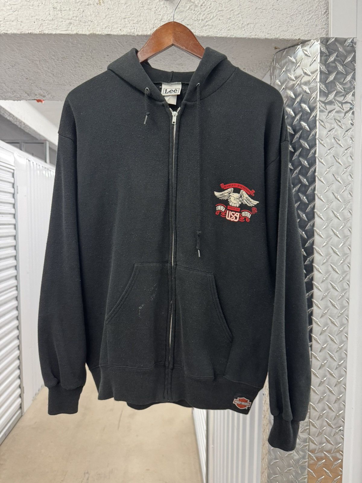 Harley Davidson Vintage 80s Harley Davidson Zip up Hoodie Erd Grunge Ohio Size US L / EU 52-54 / 3 - 1 Thumbnail