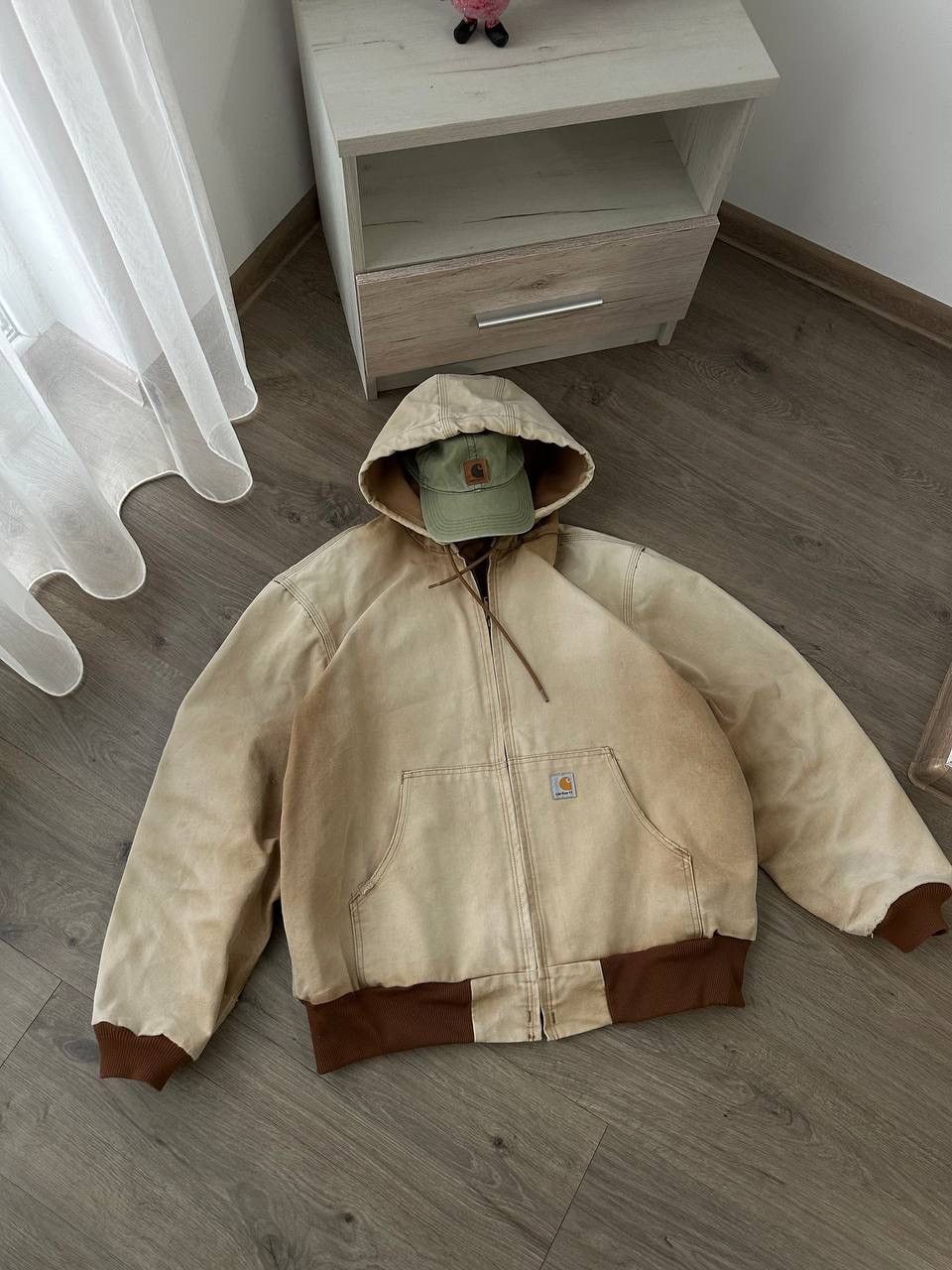 Carhartt × Carhartt Wip × Vintage Vintage Carhartt Active Detroit Denim Beige Faded Jacket Size L / US 10 / IT 46 - 3 Thumbnail
