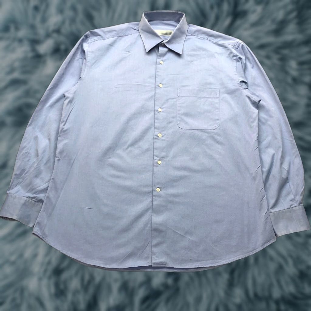 Ermenegildo Zegna Ermenegildo Zegna Button-Down Dress Shirt Mens XL Long Sleeve Blue Size 46R - 1 Thumbnail