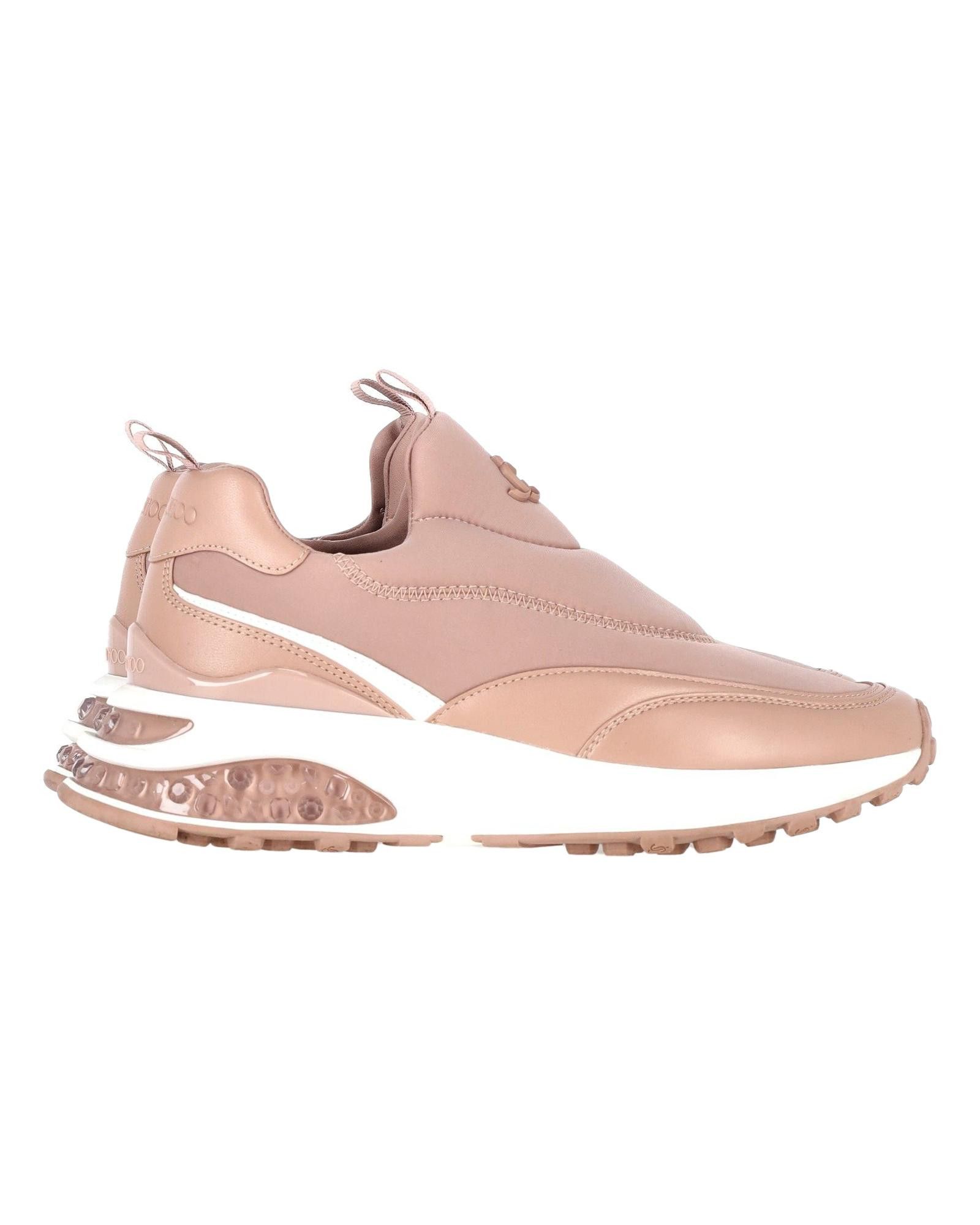 image of Jimmy Choo Pink Crystal Slip-On Sneakers In Nylon & Leather, Women's (Size 9)