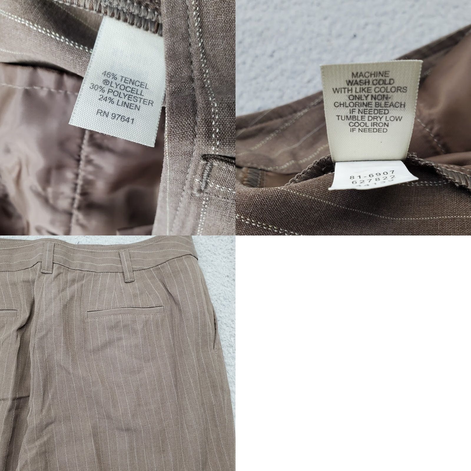 J. Jill J. Jill Dress Pants Womens Size 14 Brown Pinstripe Low Waist Stretch Relaxed Fit Pants Size 36" / US 14 / IT 50 - 8 Thumbnail