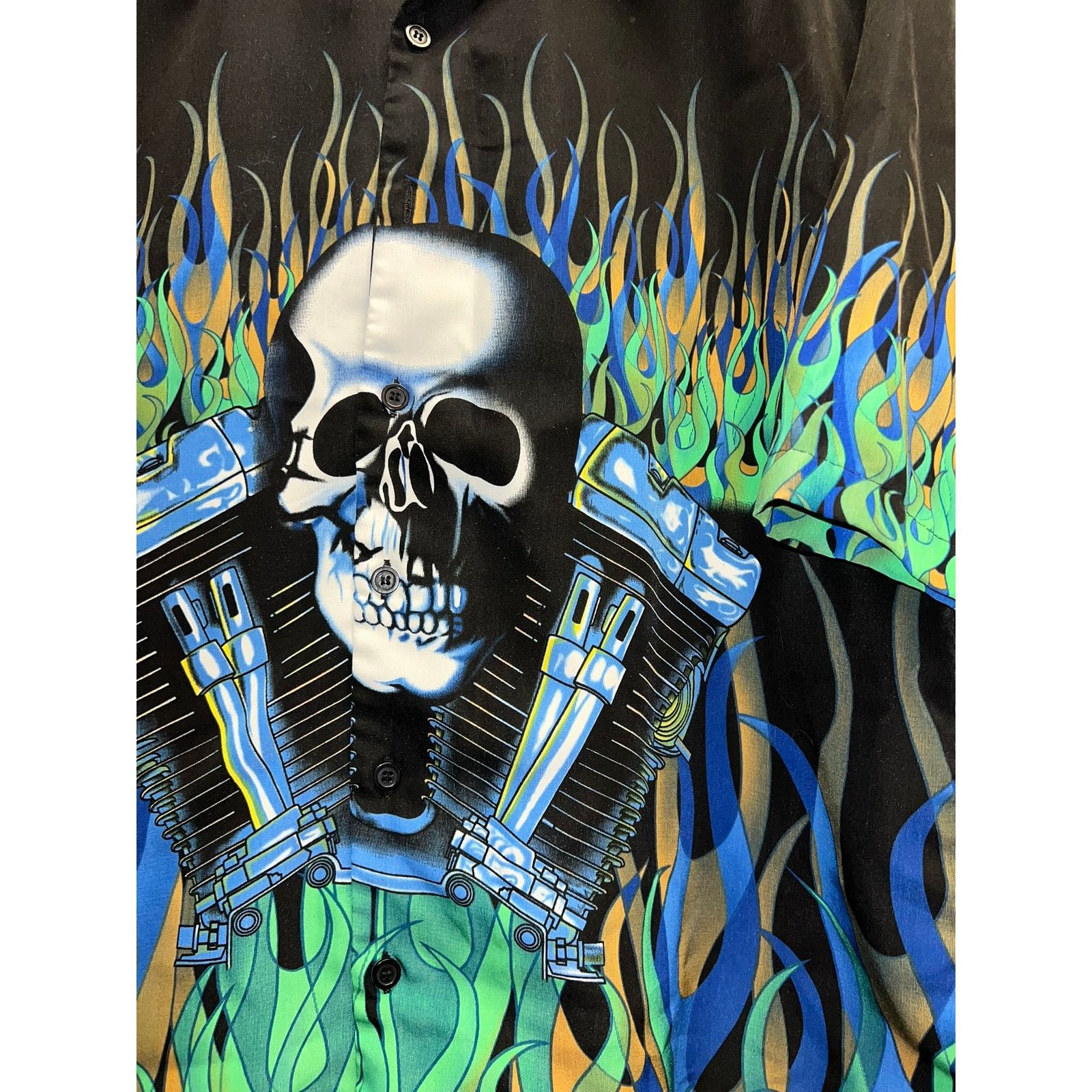 Vintage Y2K City Impact Button Up Shirt Skull Engine Flames Tee 2XL Size US XXL / EU 58 / 5 - 3 Thumbnail