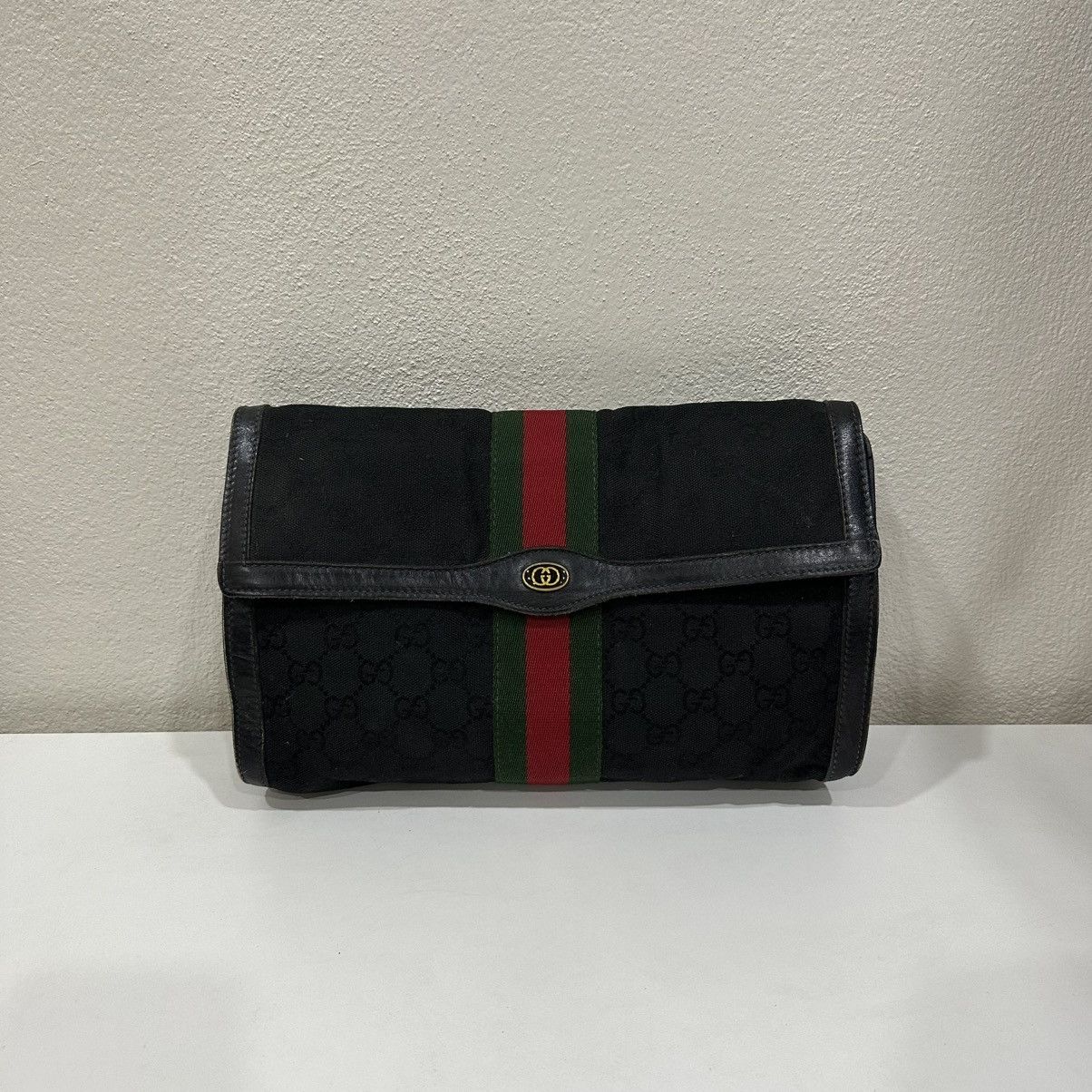 Gucci ‼️YES‼️ VINTAGE GUCCI SHERRY LINE GG CANVAS MONOGRAM POUCH BAG Size ONE SIZE - 2 Thumbnail