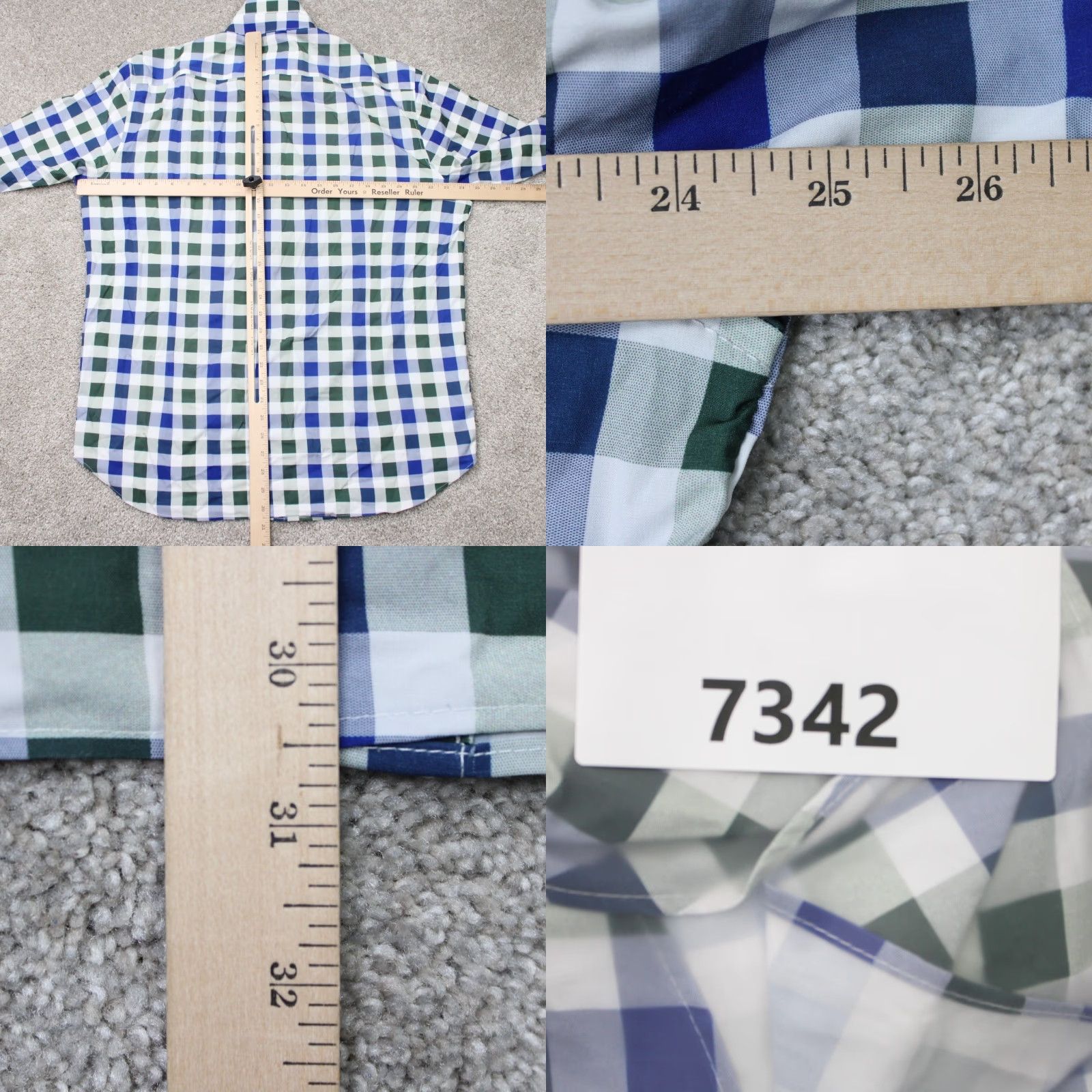 Vintage Construct Shirt Men Large Green Blue Slim Fit 4 Way Stretch Long Sleeve Button Up Shirt Size US L / EU 52-54 / 3 - 8 Thumbnail
