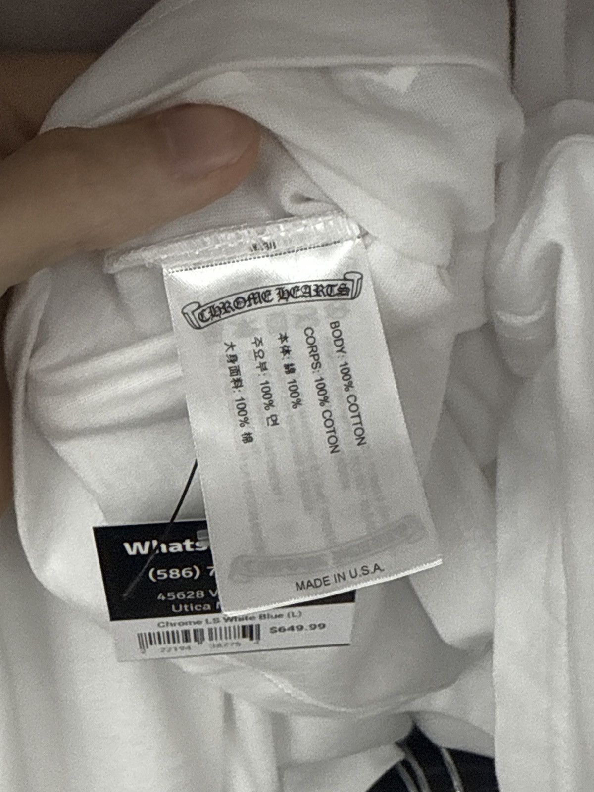 Chrome Hearts Size L - Chrome Hearts Tee Shirt Blue Neck Logo White RARE Size US L / EU 52-54 / 3 - 16 Thumbnail