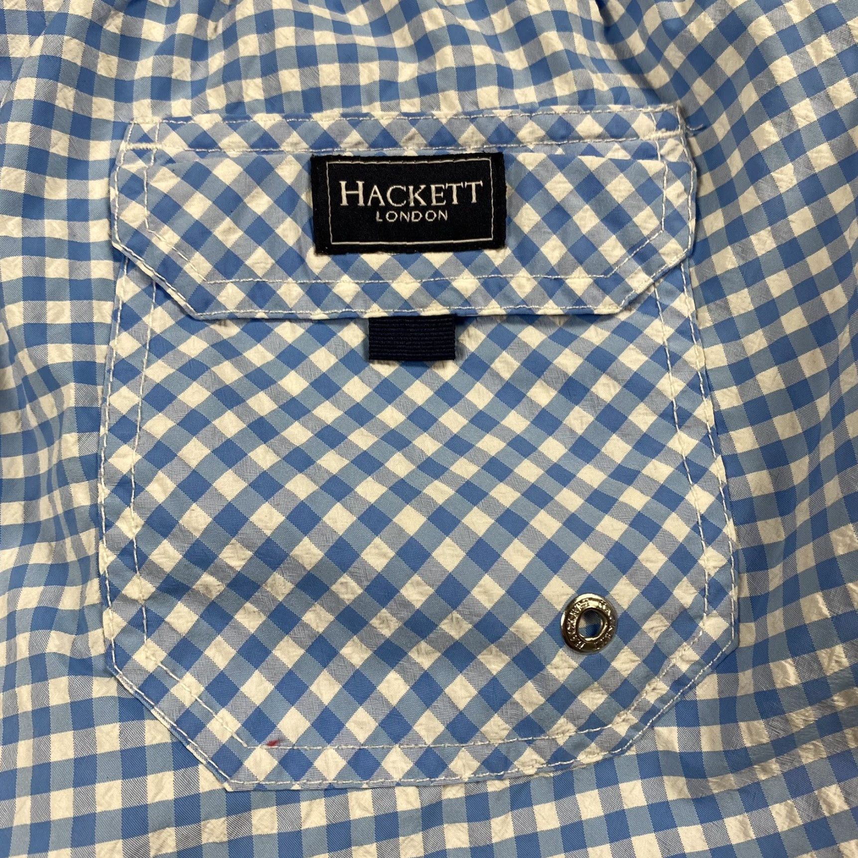 Hackett Hackett London Mens XL Seersucker Plaid Swim Shorts Trunks 6.5" Drawstring Beach Size US 36 / EU 52 - 8 Thumbnail