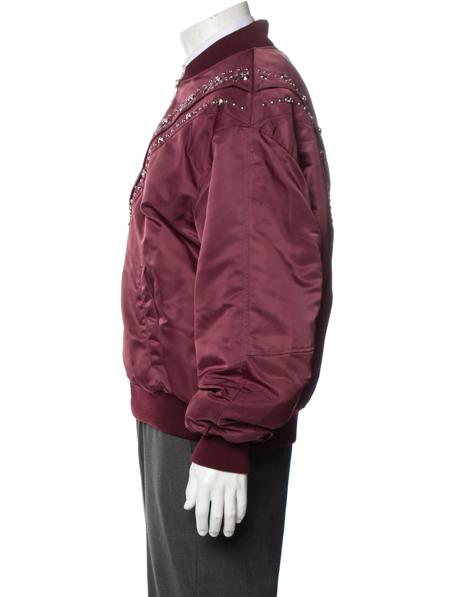 Celine o1bcso1str0925 Embroidered Bomber Jacket in Burgandy Size US M / EU 48-50 / 2 - 3 Thumbnail