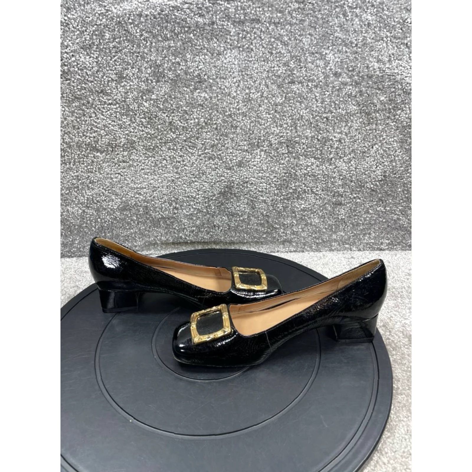Lilly Pulitzer VINTAGE Lilly Pulitzer Heels Women Size 6 M Pump Black Patent Leather Square Toe Slip On Size US 6 / IT 36 - 7 Thumbnail