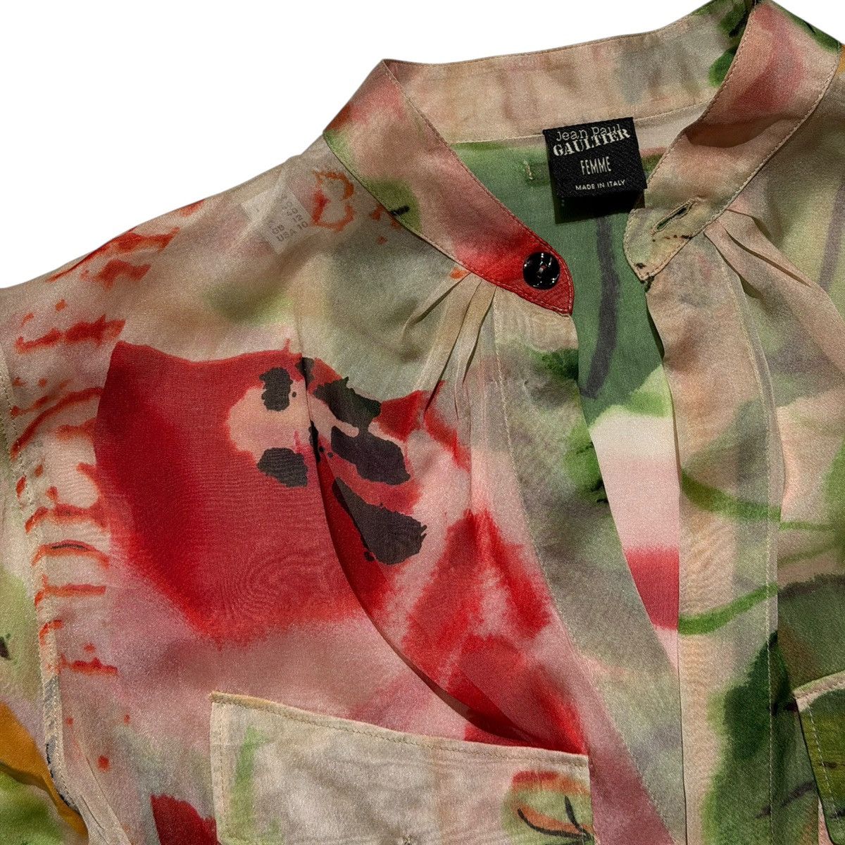 Jean Paul Gaultier Silk floral cinch button down Size L / US 10 / IT 46 - 2 Thumbnail