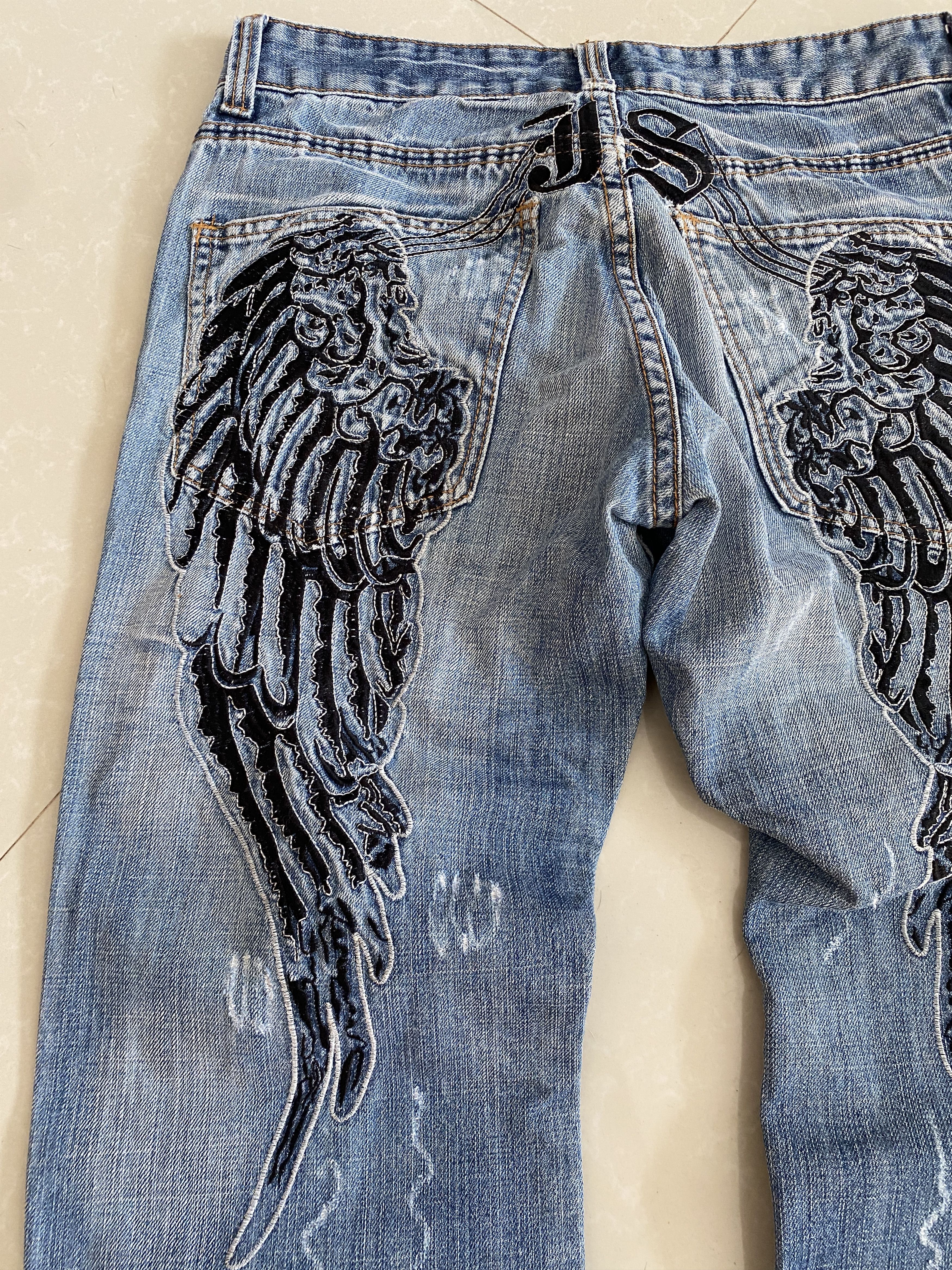 Japanese Brand Japanese Crazy Ed Hardy Style Distressed Washed Jeans Size US 32 / EU 48 - 4 Thumbnail