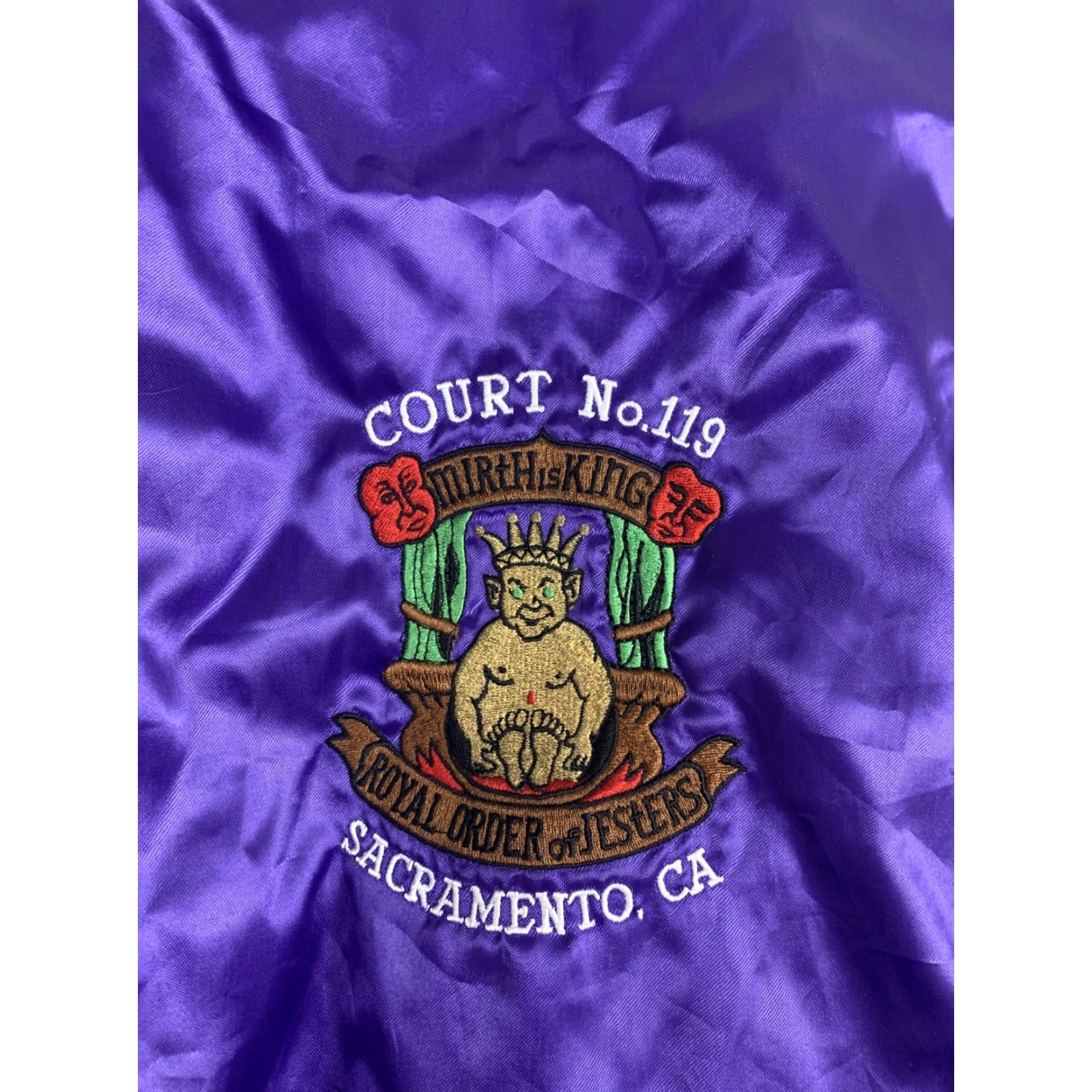 Vintage VINTAGE Rennoc Bomber Jacket Purple Royal Court of Jesters Sacramento CA L Hip Hop Mens Large Size US L / EU 52-54 / 3 - 4 Thumbnail
