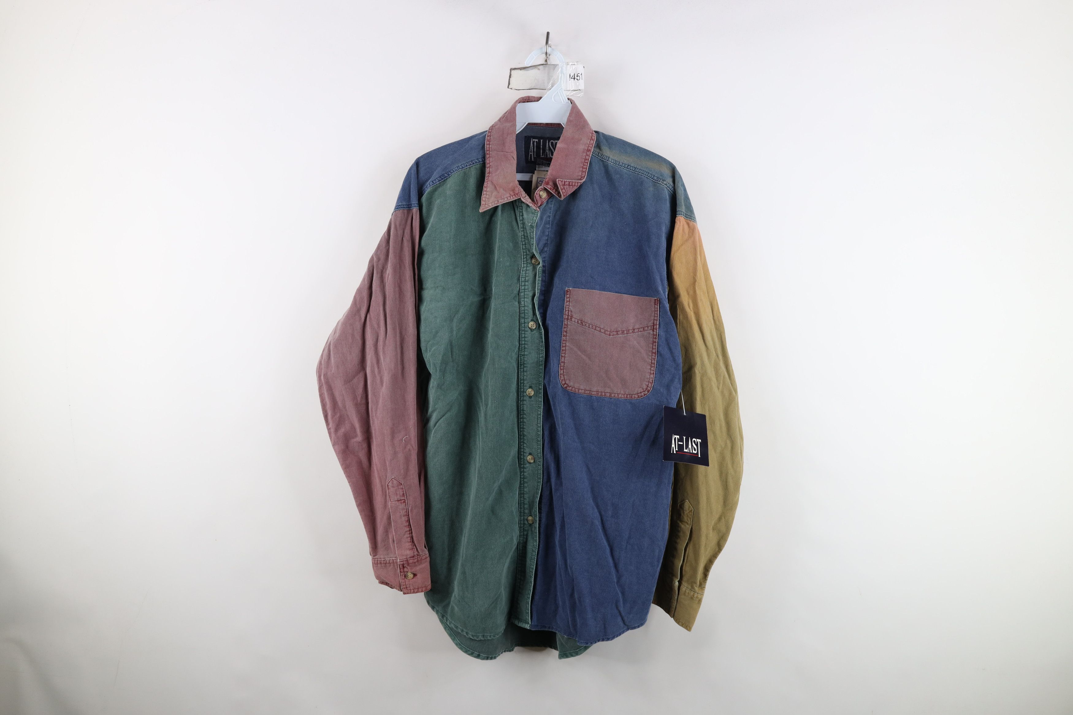 Vintage Deadstock Vintage 90s Streetwear Block Corduroy Button Shirt Size S / US 4 / IT 40 - 1 Thumbnail
