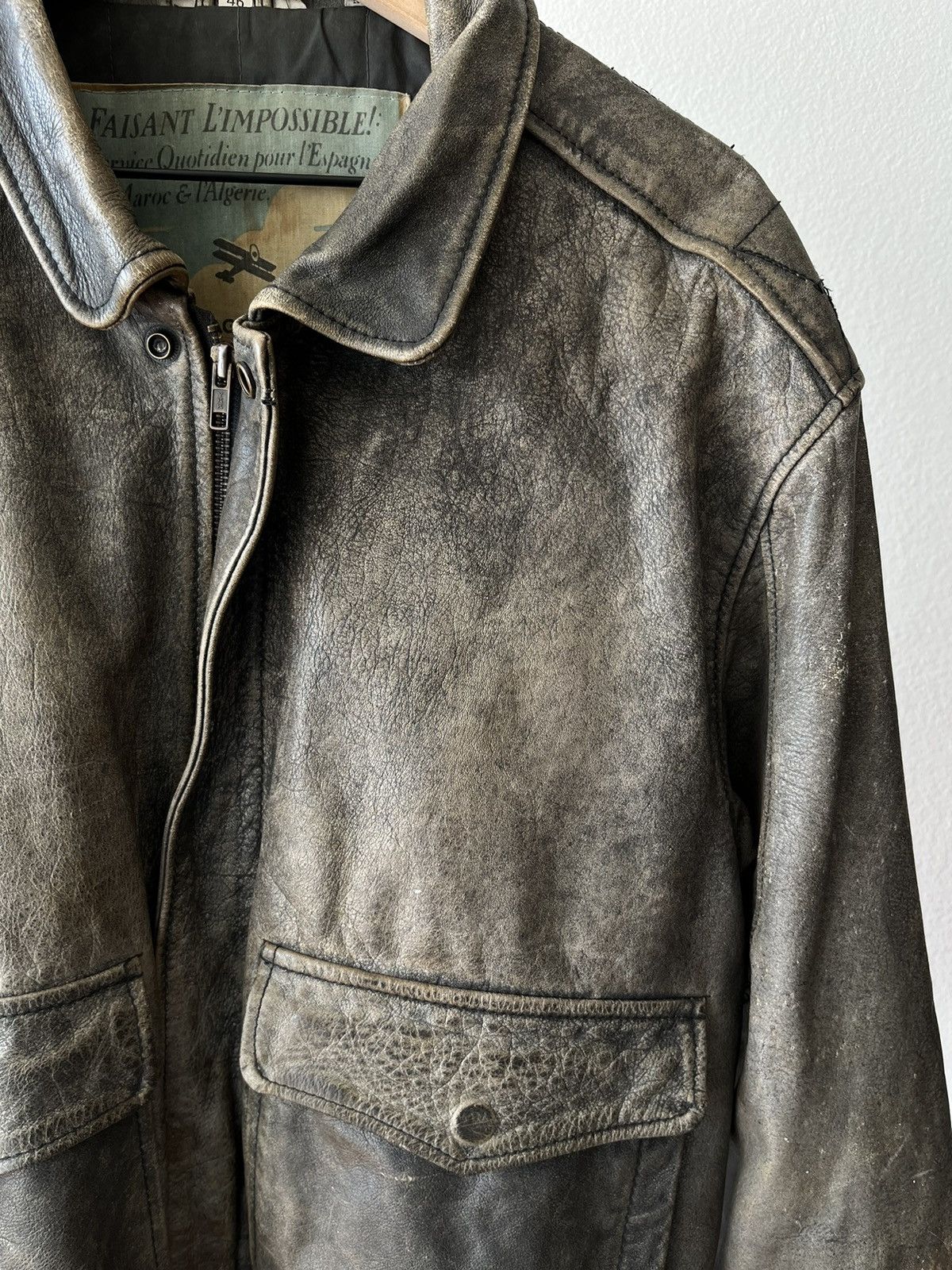 Aeropostale Vintage Aeropostale Green Military Leather Jacket Size US S / EU 44-46 / 1 - 3 Thumbnail