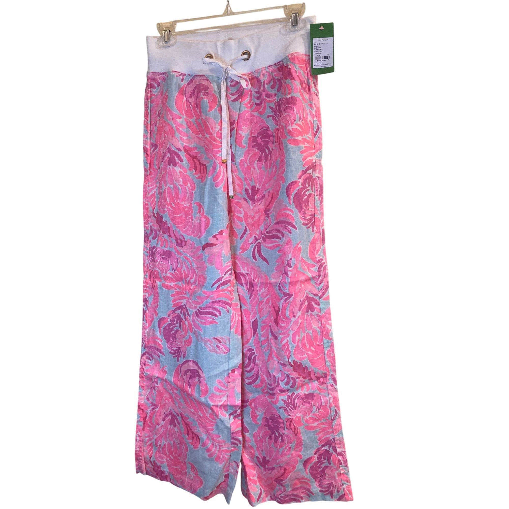 NWT Lilly Pulitzer Linen Beach Palazzo Pants XS/S Love Birds