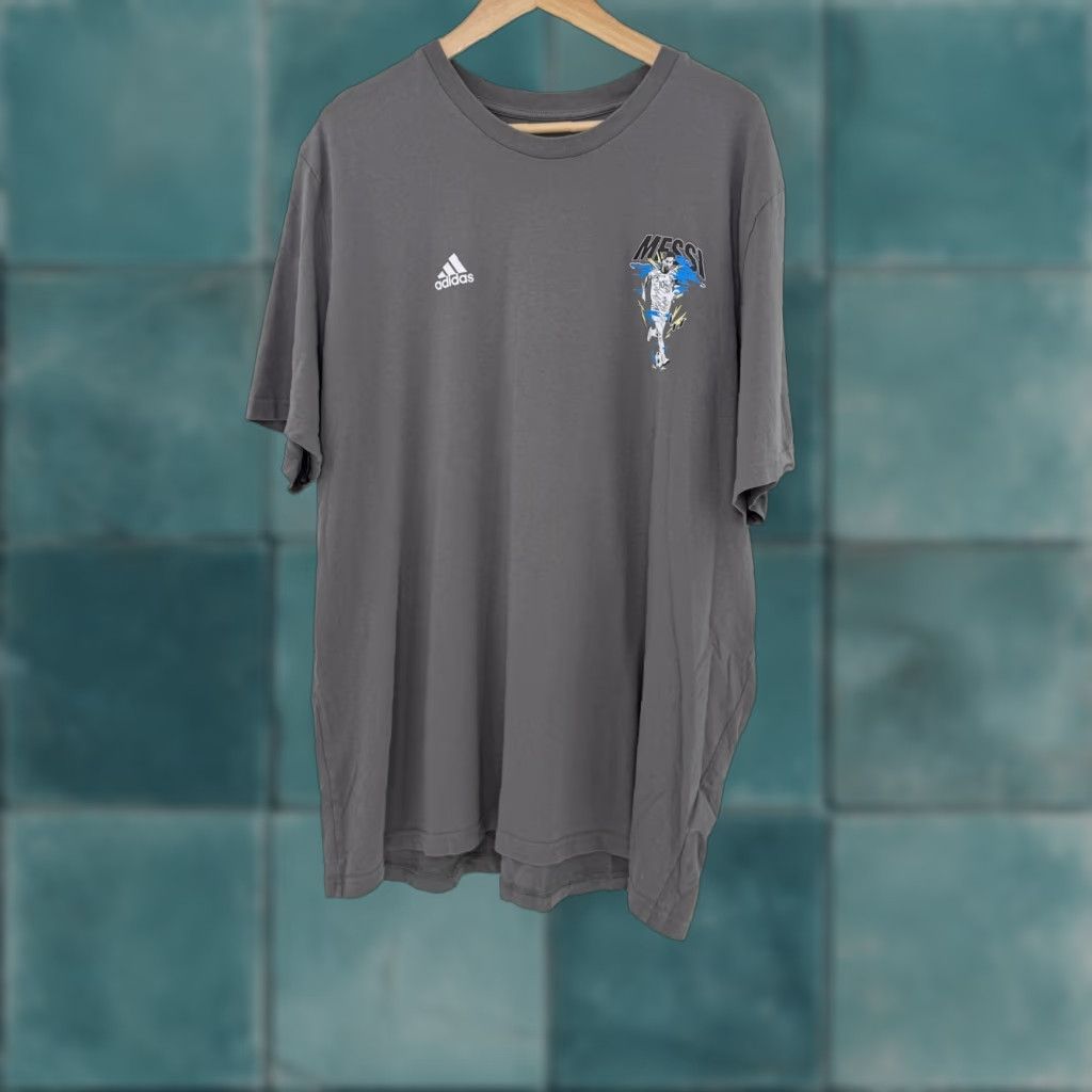 Adidas Adidas Messi Graphic T-Shirt Mens 2XL Gray Short Sleeve Soccer Football Fan Tee Size US XXL / EU 58 / 5 - 1 Thumbnail