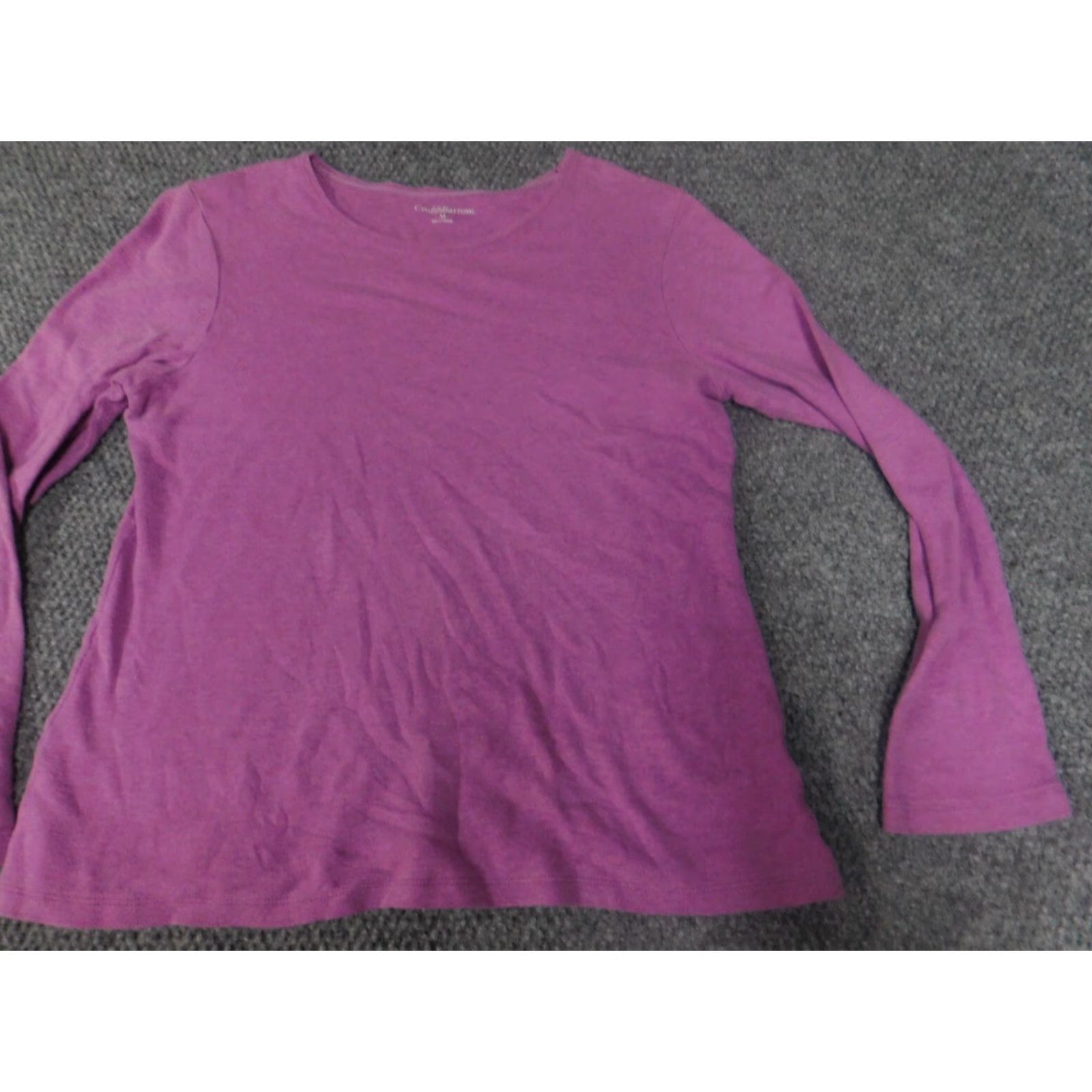 Croft & Barrow Croft & Barrow Womens Blouse M Purple Pullover Casual Crew Neck Long Sleeve Cotton Polyester Rayon Regular Breathable Classic Size M / US 6-8 / IT 42-44 - 3 Thumbnail