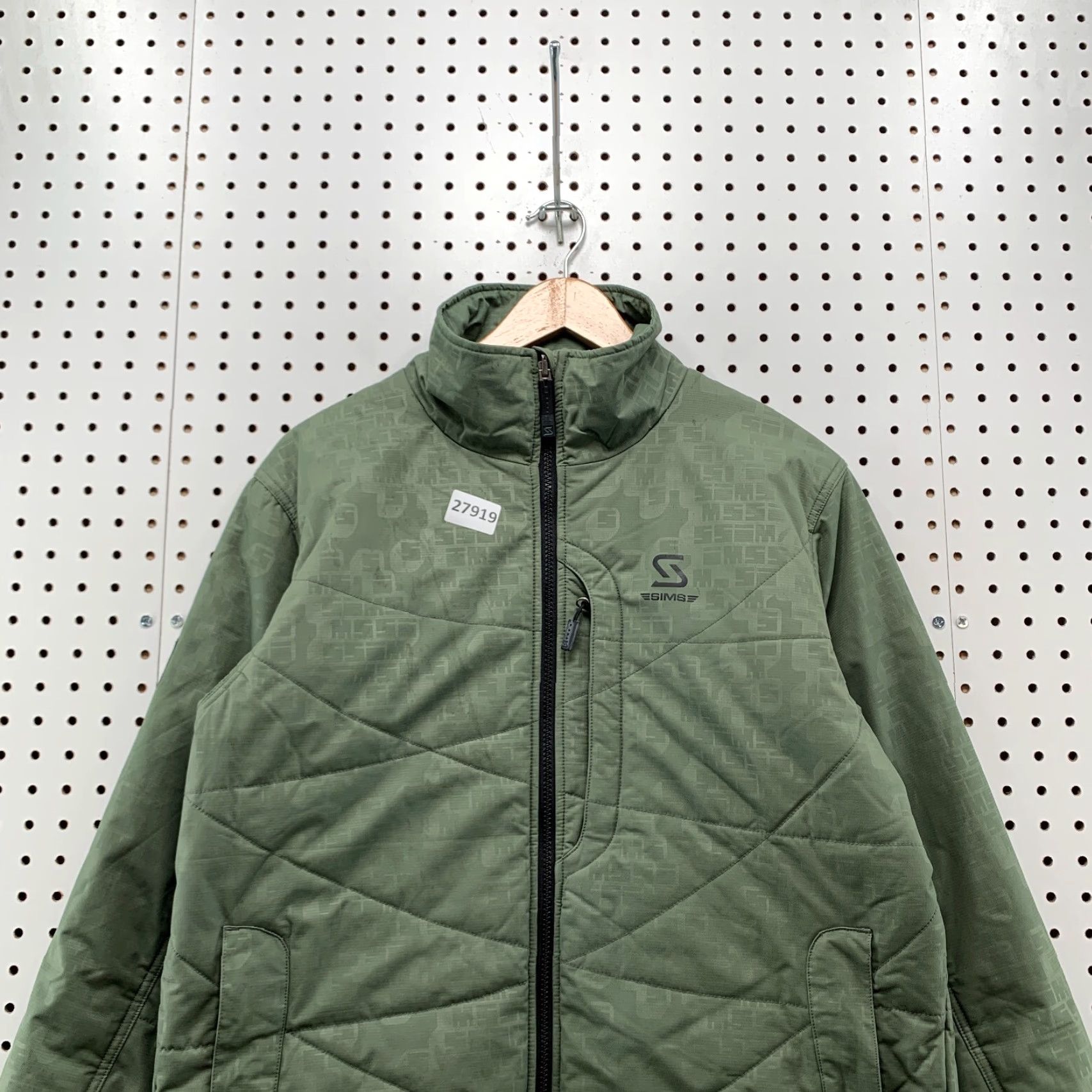 Spell VINTAGE Sims Jacket Green Full Zip Bomber Nylon Men's Medium 90s Spell Out AOP Size US M / EU 48-50 / 2 - 2 Thumbnail