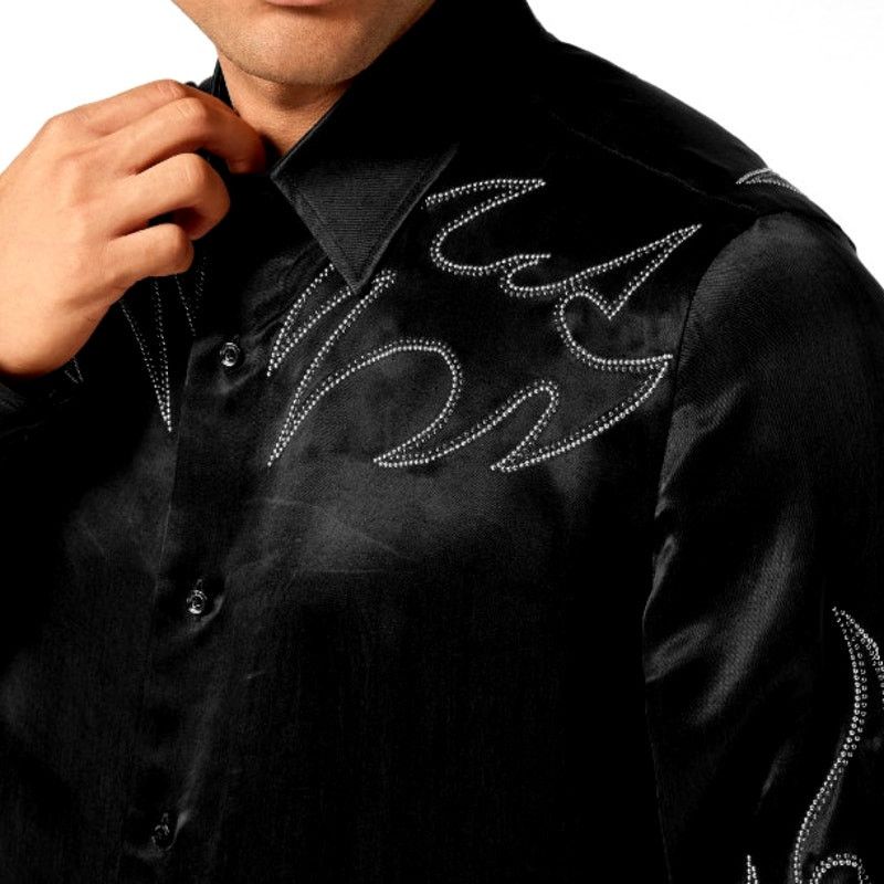 Philipp Plein Philipp Plein Men's Black Embellished Texas Shirt Size L Size US L / EU 52-54 / 3 - 12 Thumbnail
