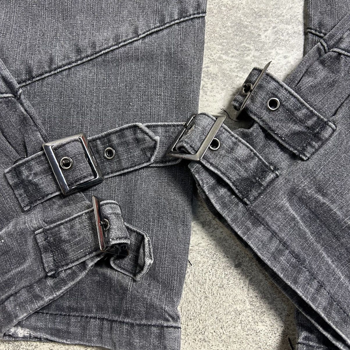 BUFFALO BOBS Black Baccara Multizipper Distressed Bondage Flare Jeans Size US 30 / EU 46 - 17 Thumbnail