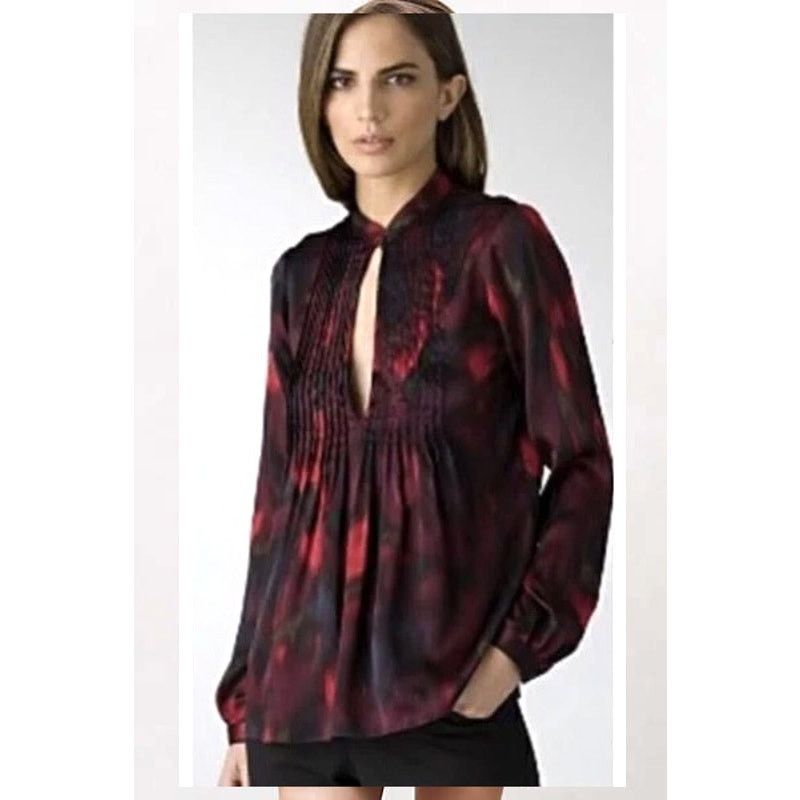 Theory Theory Bianca Vague Silk Pleated Keyhole Blouse Quiet Luxury Size S / US 4 / IT 40 - 2 Thumbnail