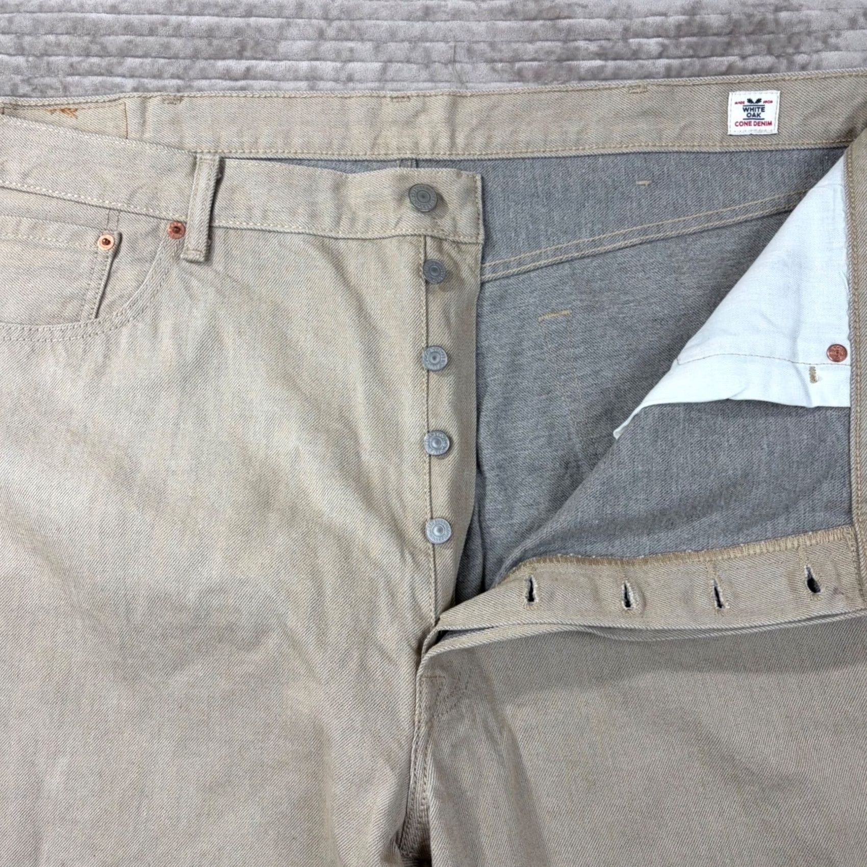 Levi's VINTAGE Levi's 501 Original Fit Jeans Beige Cone Denim Button Fly Mens W44 L34 Size US 34 / EU 50 - 6 Thumbnail