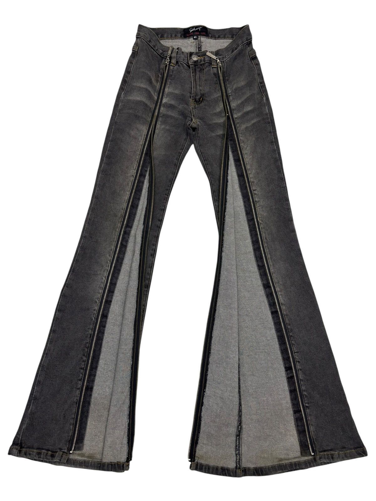 If Six Was Nine RARE FLARE JEAN BLACK ZIPPER DENIM SHOOP BLACK FOR LIFE JEAN Size 24" / US 00 / IT 34 - 1 Thumbnail