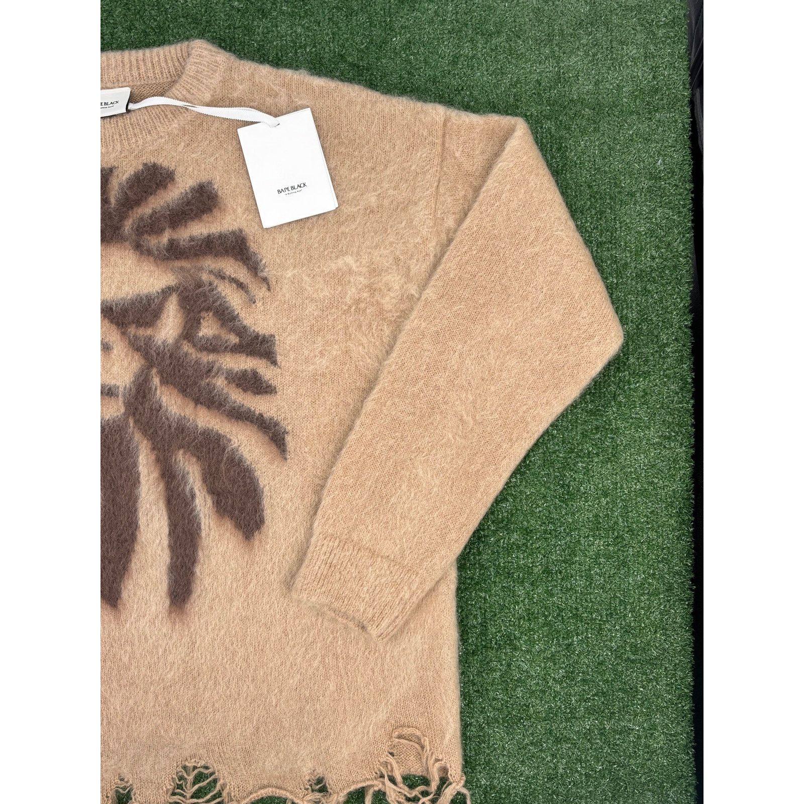 Bape BAPE Black Japan Distress Knitted Sweater Light Beige XL Size US XL / EU 56 / 4 - 5 Thumbnail