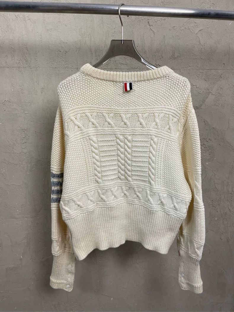 Thom Browne Thom Browne size2 White American twill round neck wool swea Size US M / EU 48-50 / 2 - 2 Thumbnail