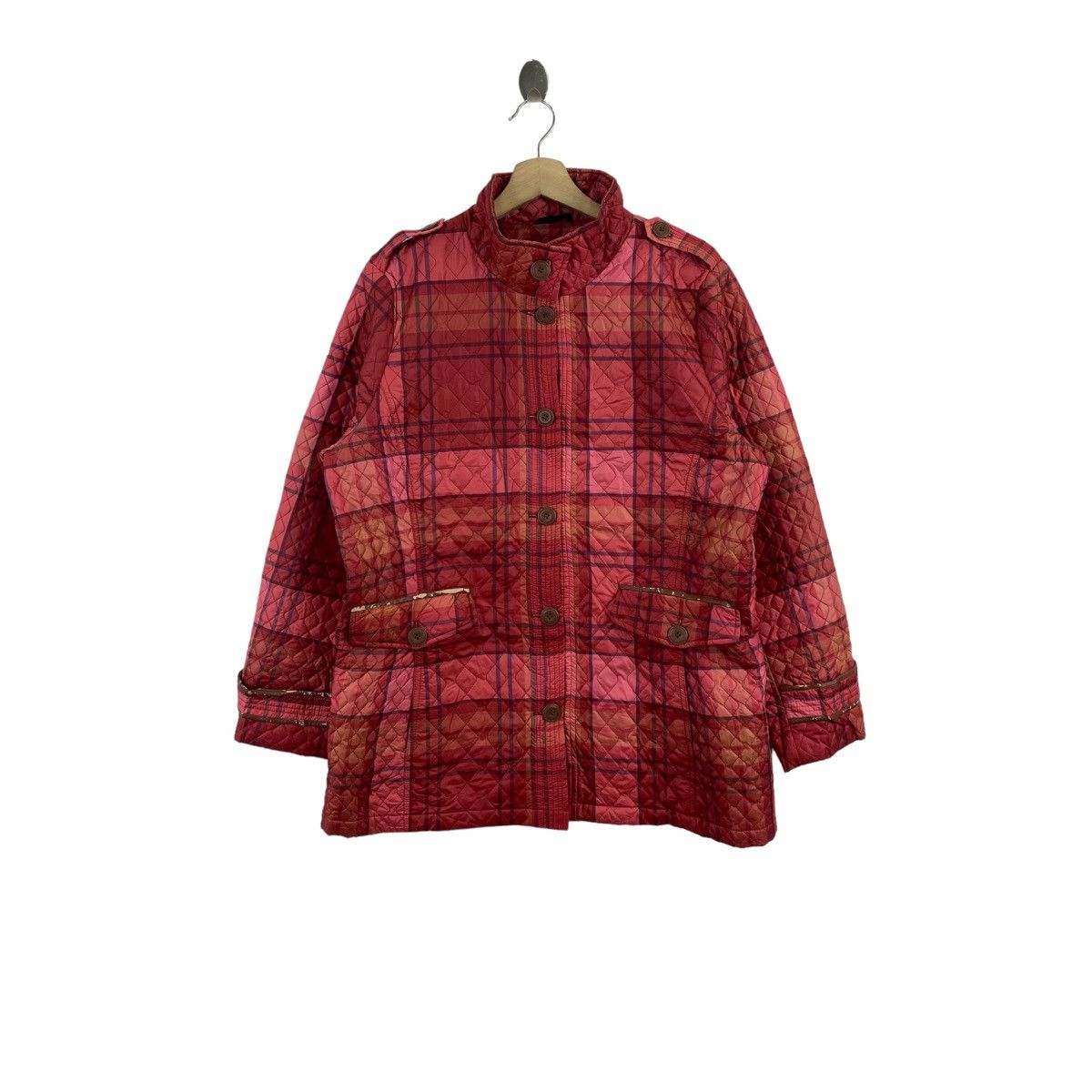 Lands' End LAND’S END Check Tartan Button Up Quilted Coat Jacket Size US XL / EU 56 / 4 - 1 Thumbnail