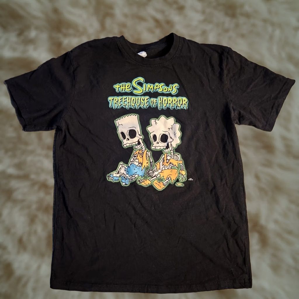 Vintage The Simpsons T Shirt Tee Treehouse of Horror Skeletons Halloween Black Mens L Size US L / EU 52-54 / 3 - 1 Thumbnail