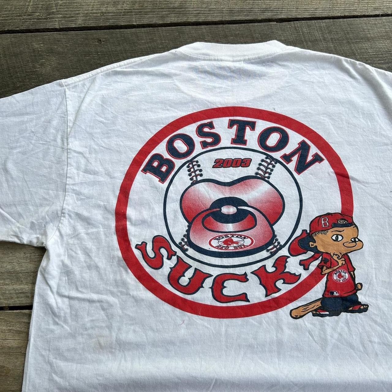Vintage Vintage Boston Sucks Red Sox Ed Edd Eddy Parody MLB T Shirt Size US XL / EU 56 / 4 - 2 Thumbnail